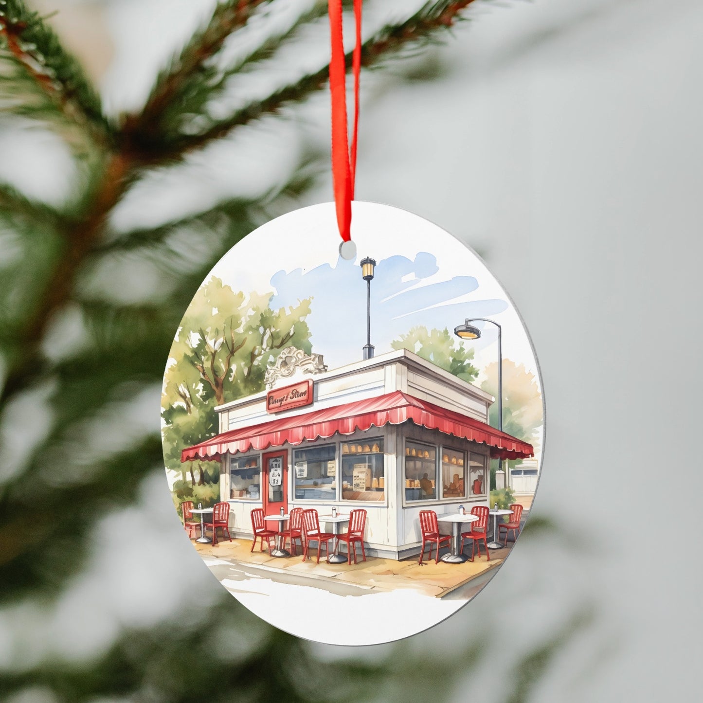 MCM Vintage Holiday Aluminum Round Hanging Ornament