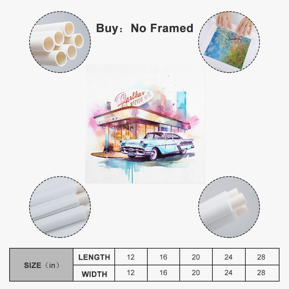 MCM Car Hop Square Unframed Canvas Print