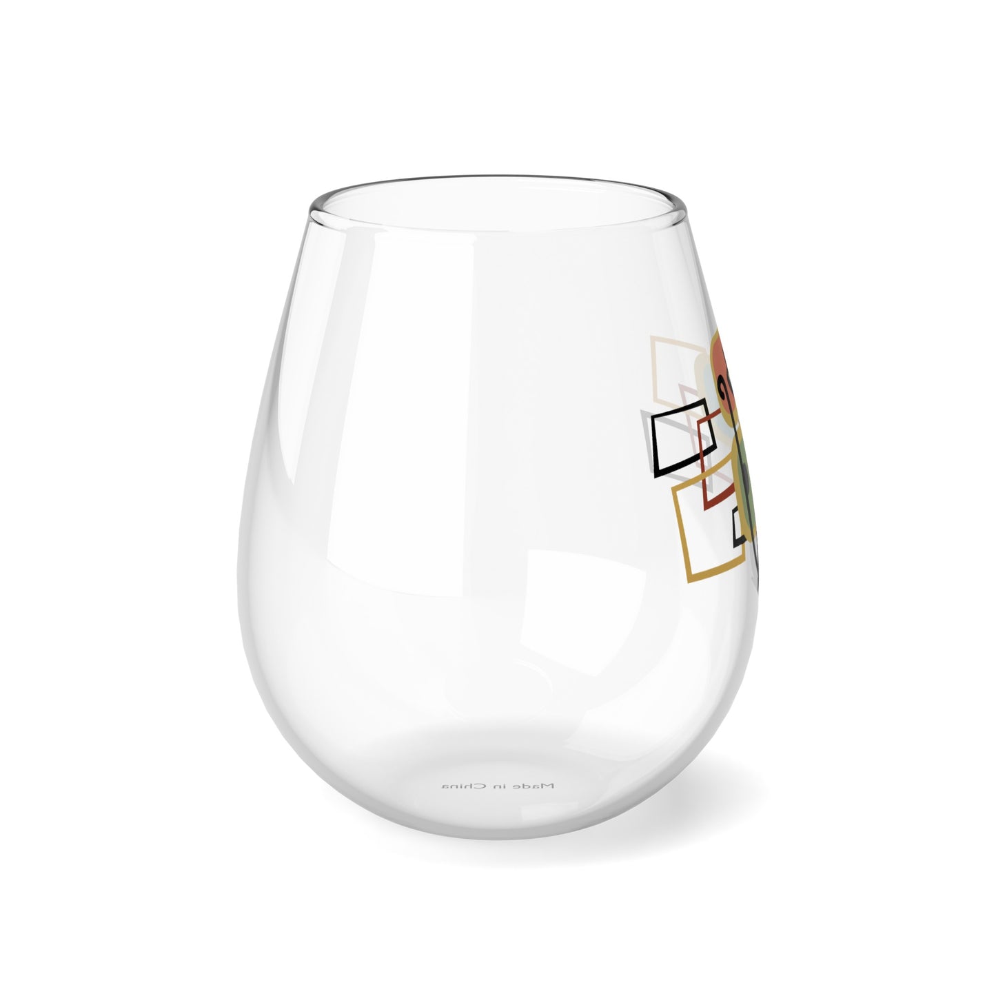 MCM Atomic Cat Wine Glasses, Set of 1/2/4 pcs. Stemless Wine Glass, Cocktail Glass