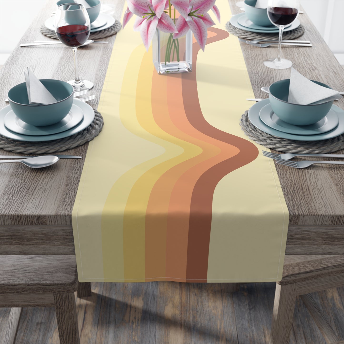 MCM Groovy Table Runner, Retro Vibe StripedTable Runner (Cotton, Poly)