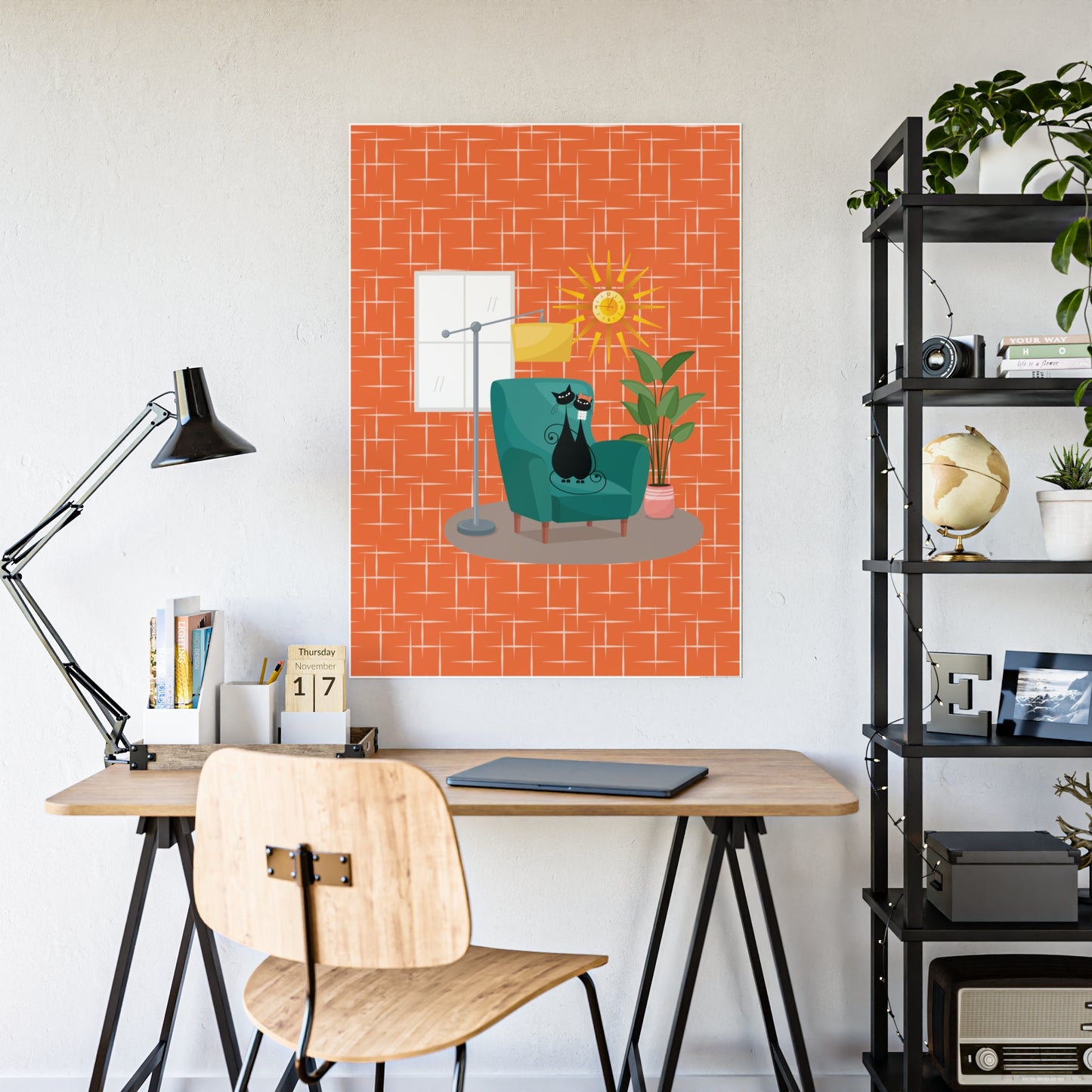 Atomic Cat in Pearls Posters