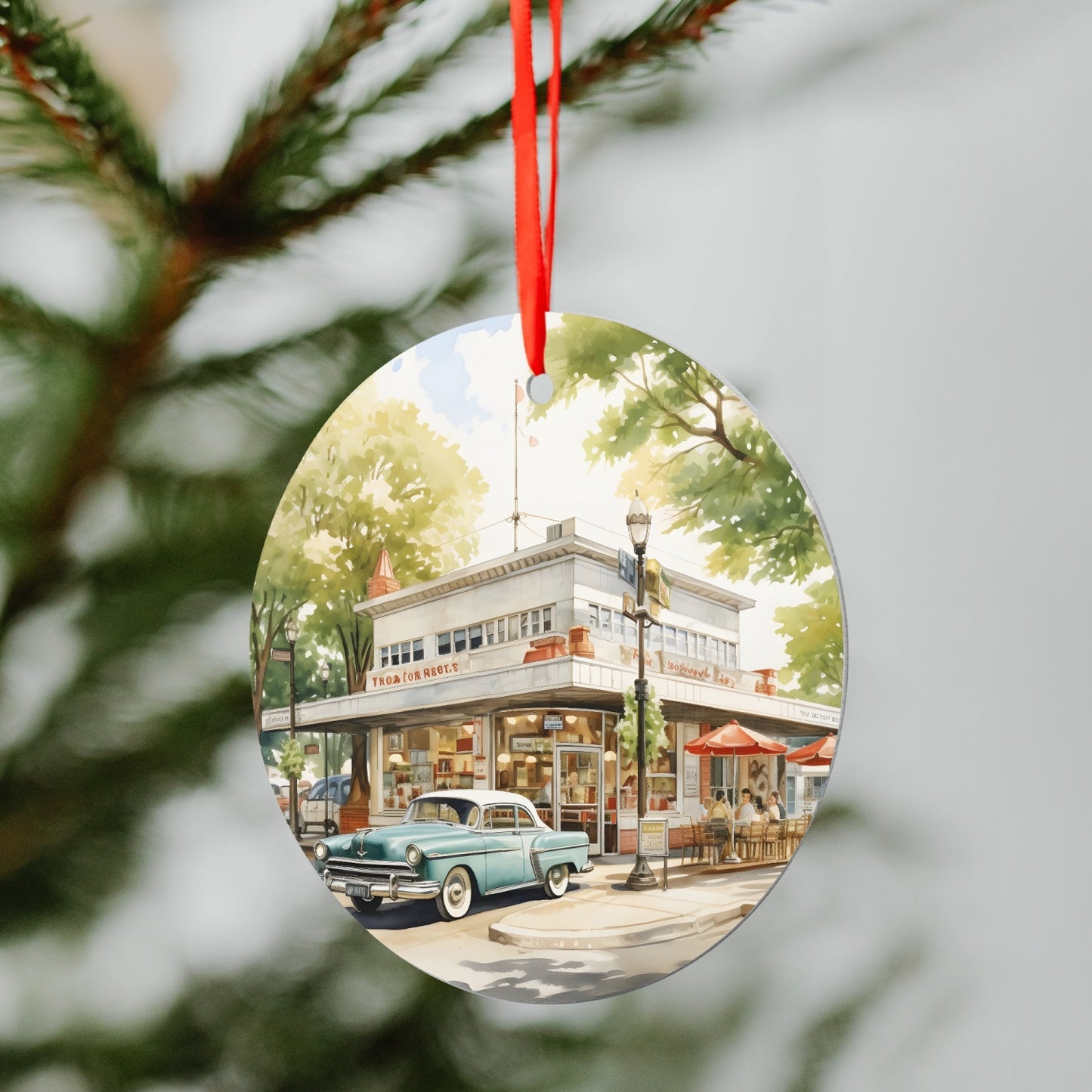 MCM Vintage Holiday Aluminum Round Hanging Ornament