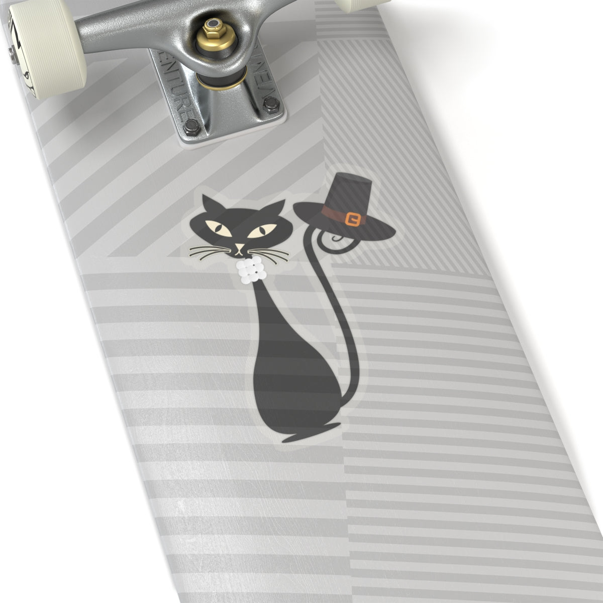 MCM Thanksgiving Sticker, Atomic Cat Sticker, Black Cat Sticker, Mid Century Modern Cat Sticker, Clear or White edge,Vinyl Sticker