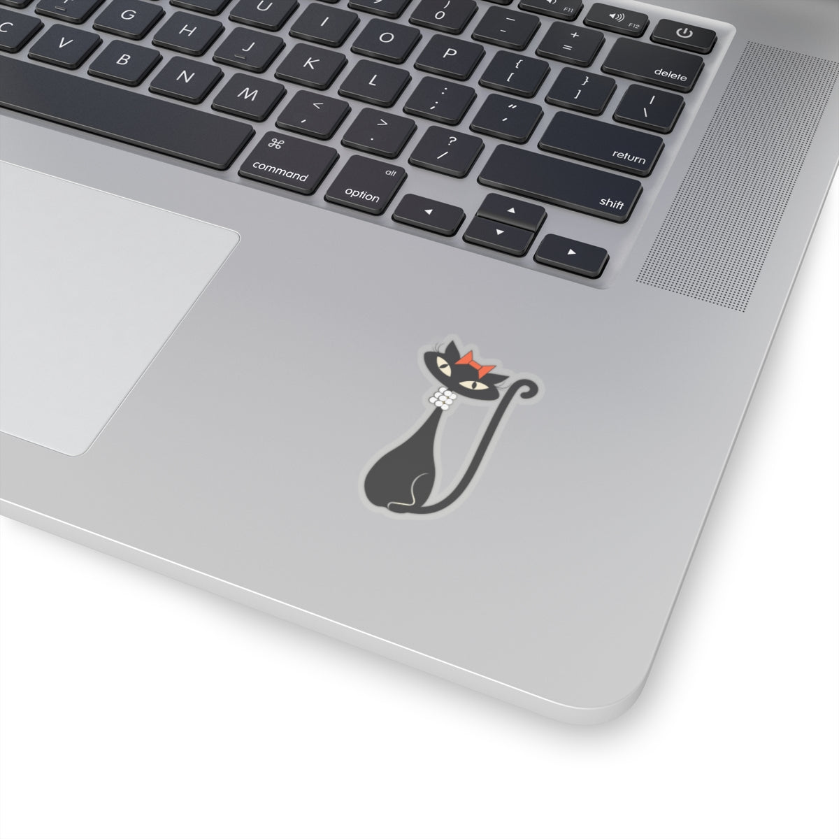 MCM Atomic Cat Sticker, Black Cat Sticker, Mid Century Modern Cat Sticker, Clear or White edge,Birthday Gift for Cat Person Vinyl Sticker