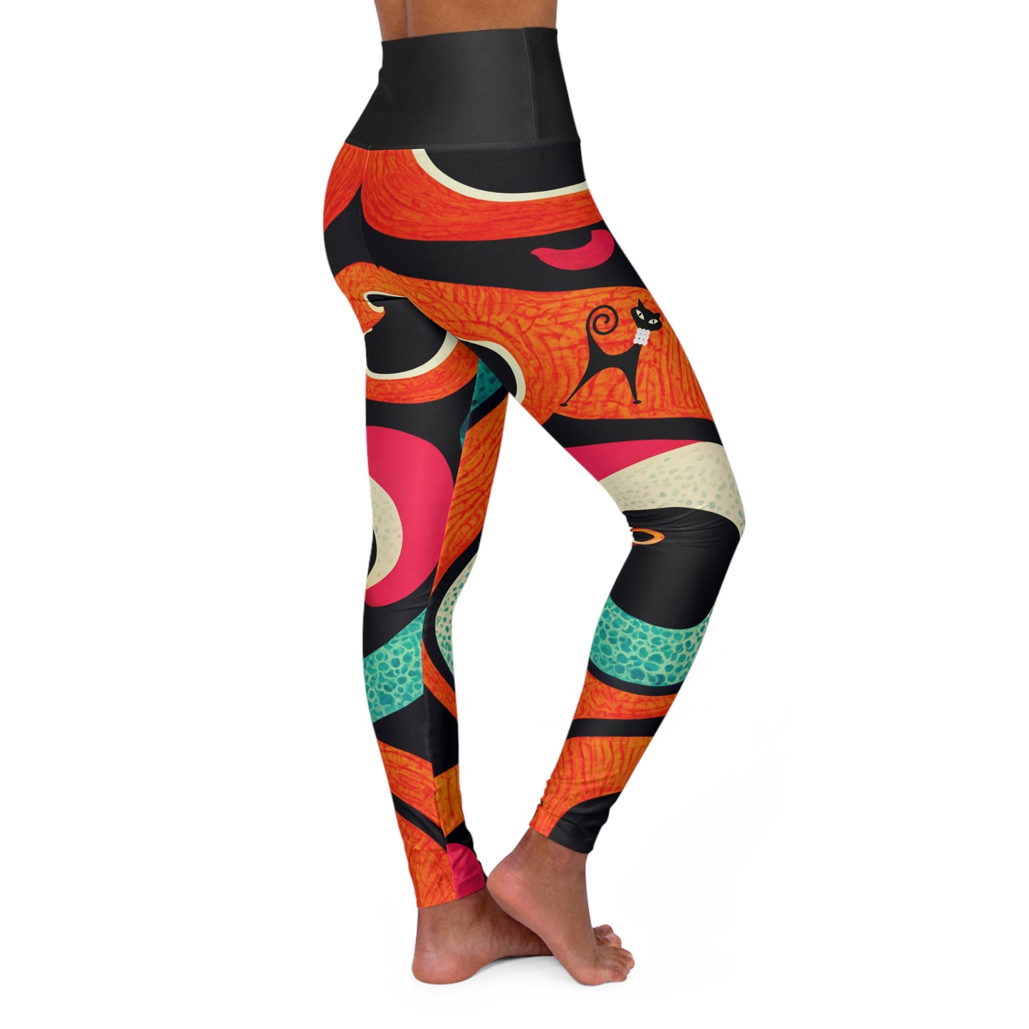 Atomic Cat in Pearls High Waisted Yoga Leggings