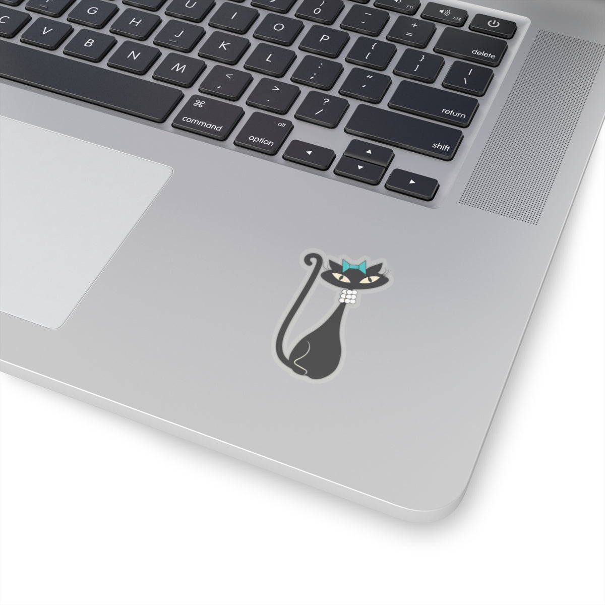 MCM Atomic Cat Sticker, Black Cat Sticker, Mid Century Modern Cat Sticker, Clear or White edge,Birthday Gift for Cat Person Vinyl, Small, Large