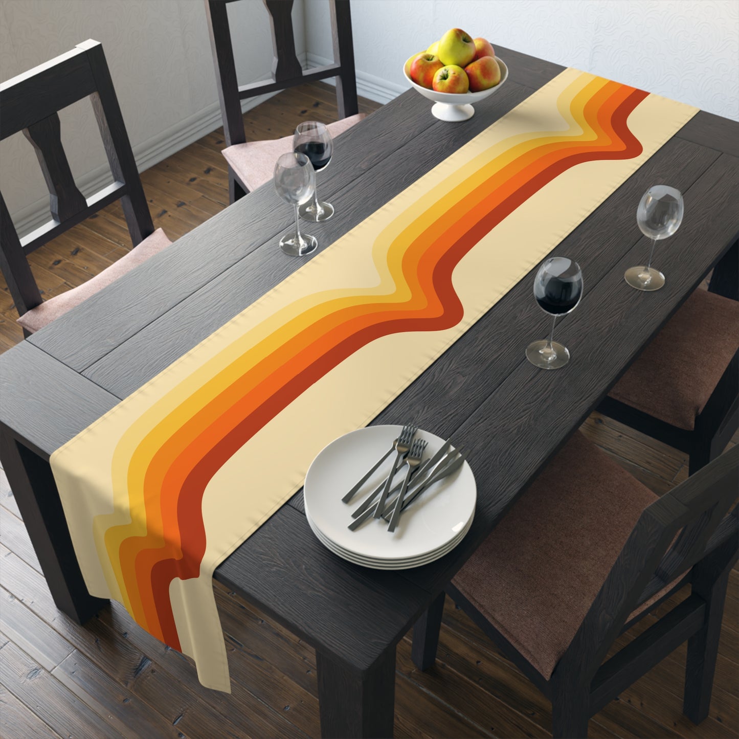 MCM Groovy Table Runner, Retro Vibe StripedTable Runner (Cotton, Poly)