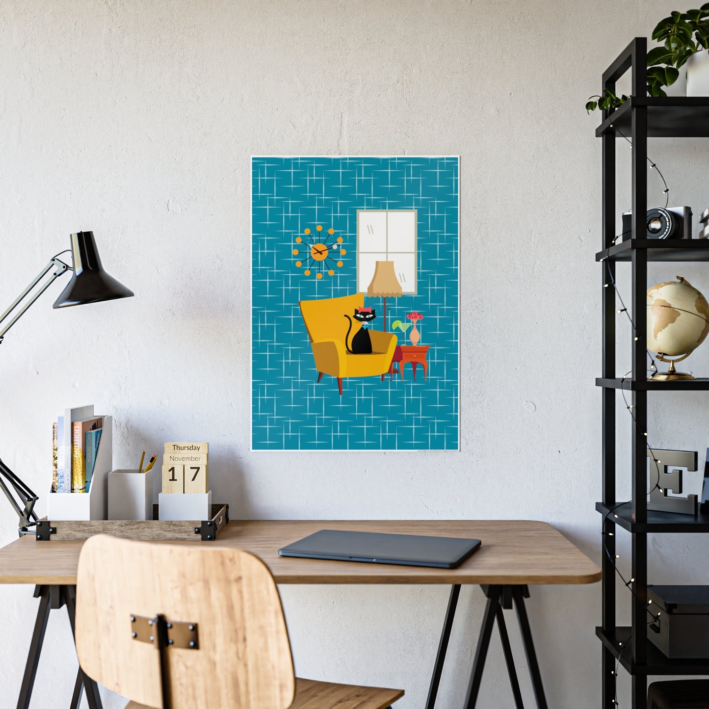 Atomic Cat in Pearls Poster