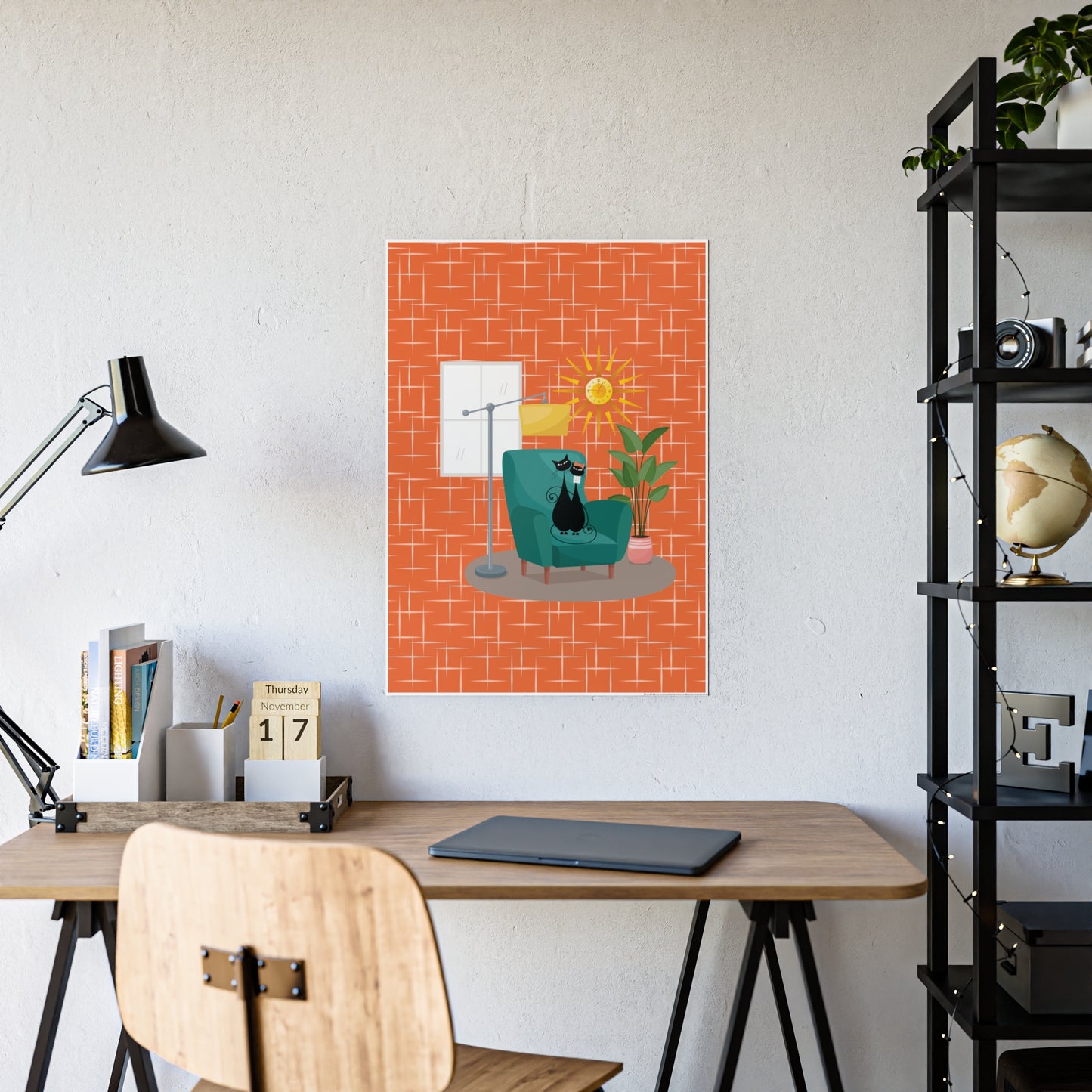 Atomic Cat in Pearls Posters
