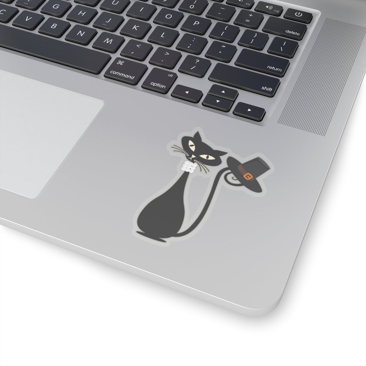 MCM Thanksgiving Sticker, Atomic Cat Sticker, Black Cat Sticker, Mid Century Modern Cat Sticker, Clear or White edge,Vinyl Sticker