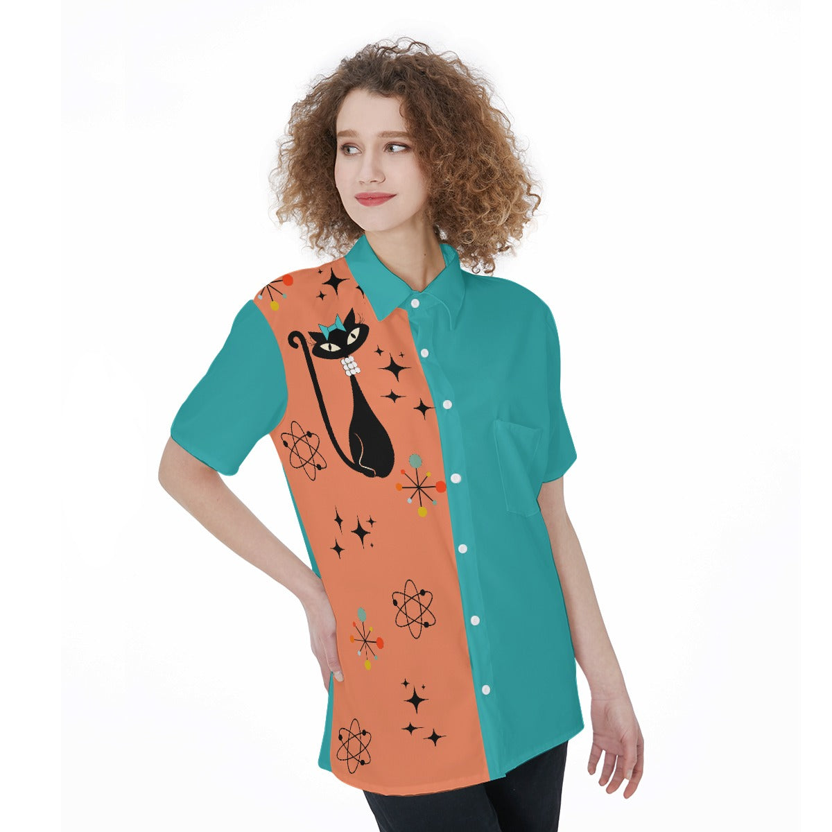 Atomic Cat Women's Bowling Shirt