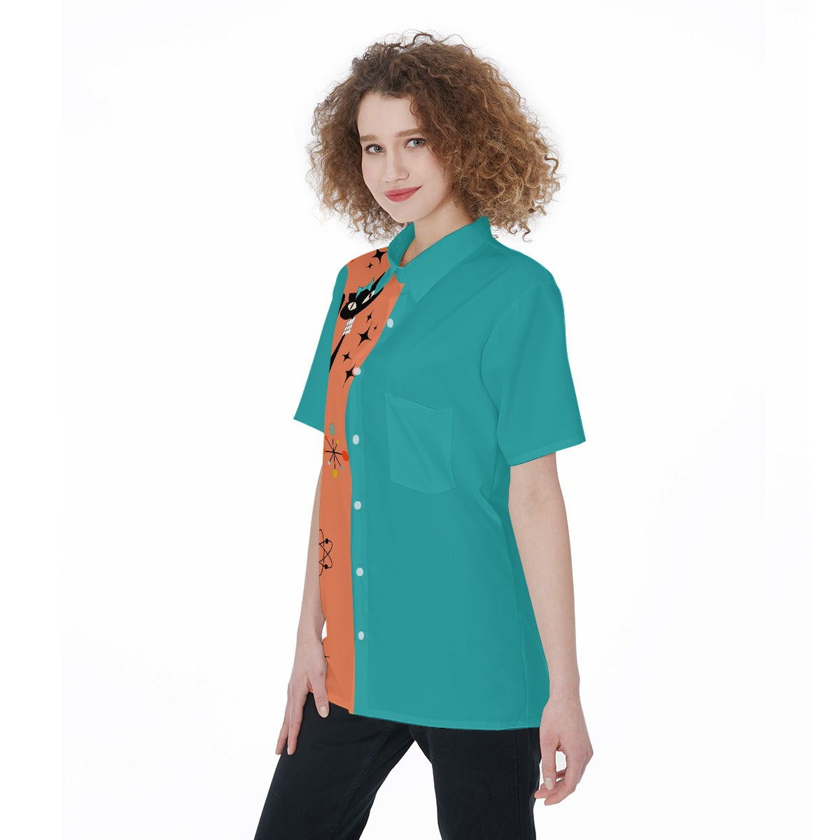Atomic Cat Women's Bowling Shirt