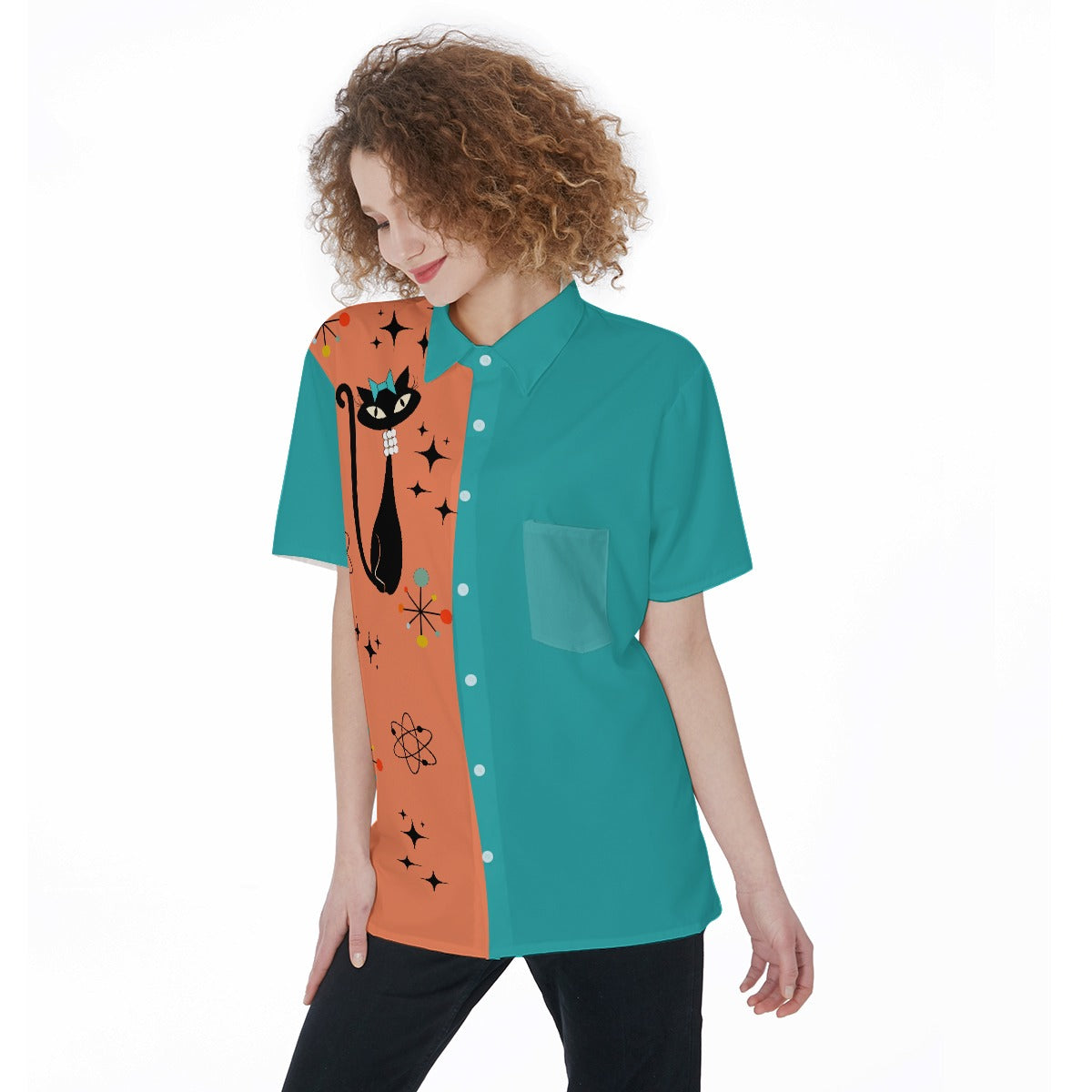Atomic Cat Women's Bowling Shirt
