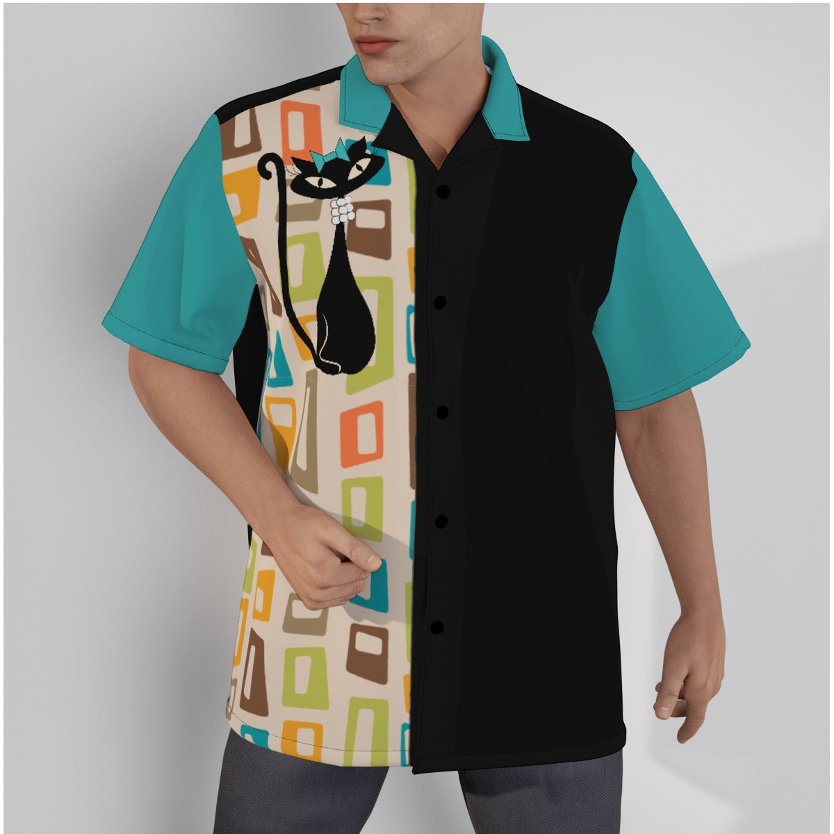Atomic Cat In Pearls Bowling Shirt 5XL-8XL