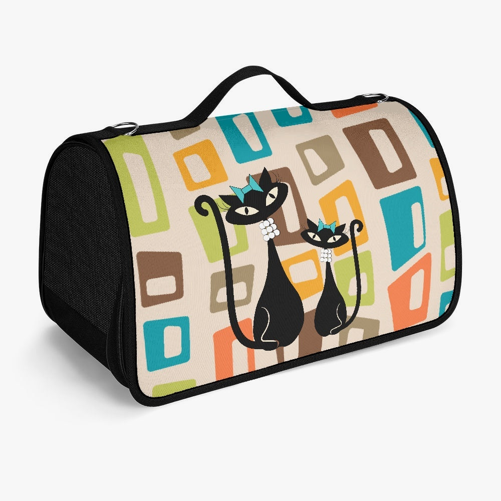 Atomic Cat in Pearls Pet Carrier Bag