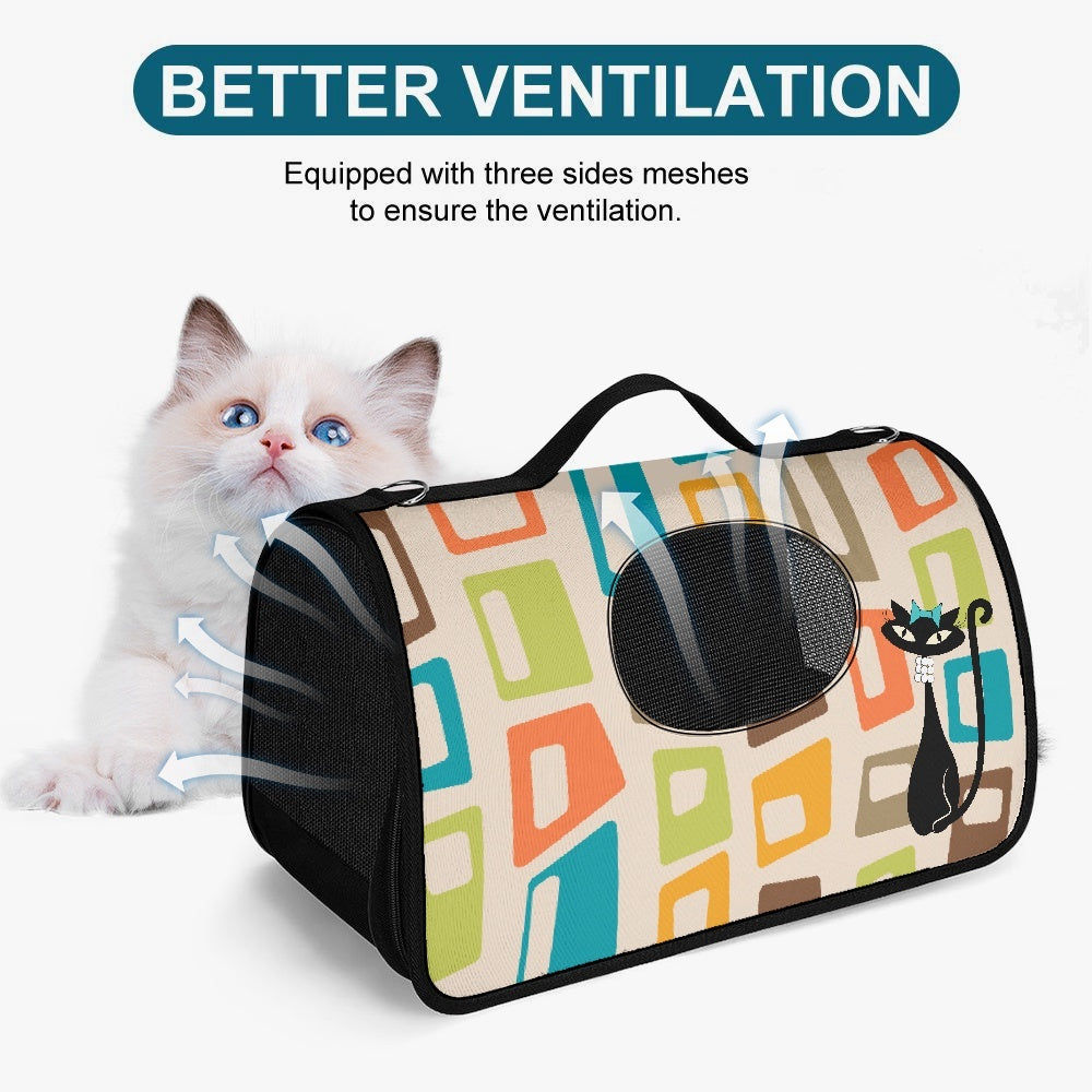 Atomic Cat in Pearls Pet Carrier Bag