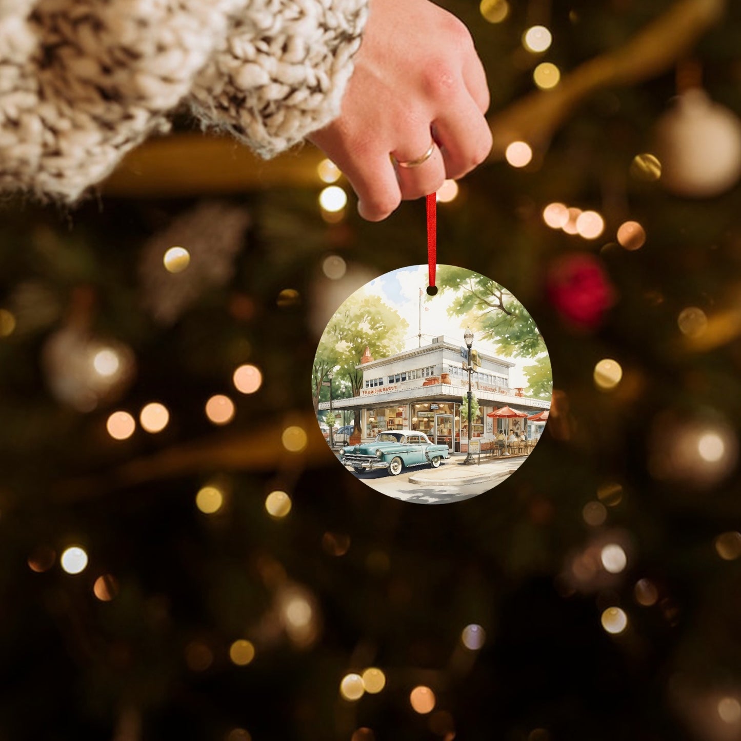 MCM Vintage Holiday Aluminum Round Hanging Ornament