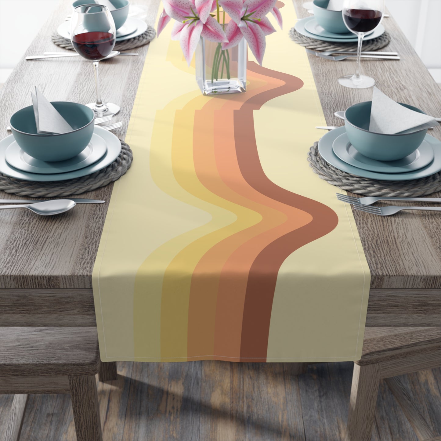 MCM Groovy Table Runner, Retro Vibe StripedTable Runner (Cotton, Poly)