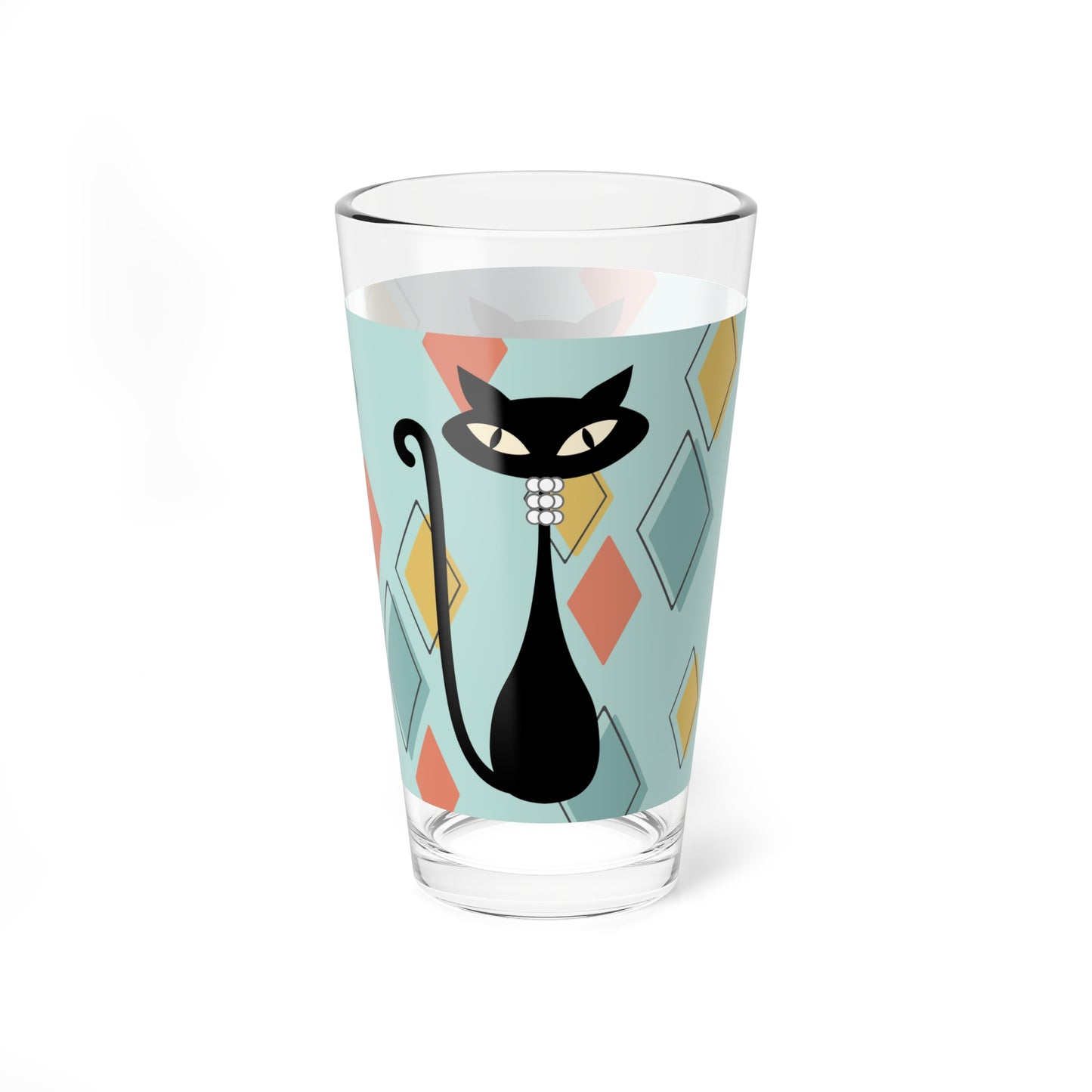 Diamonds MCM Atomic Cat in Pearls Cocktail Glass, 16oz