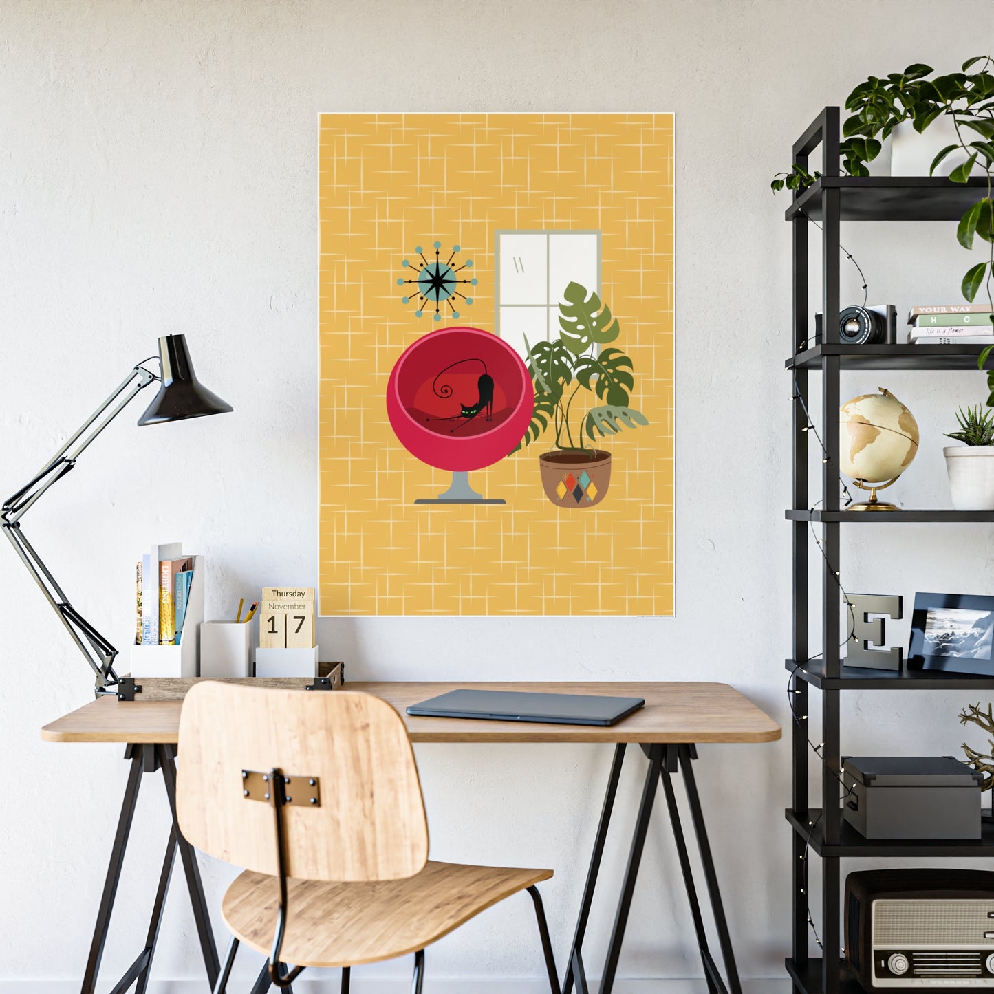 Atomic Cat in Pearls Posters