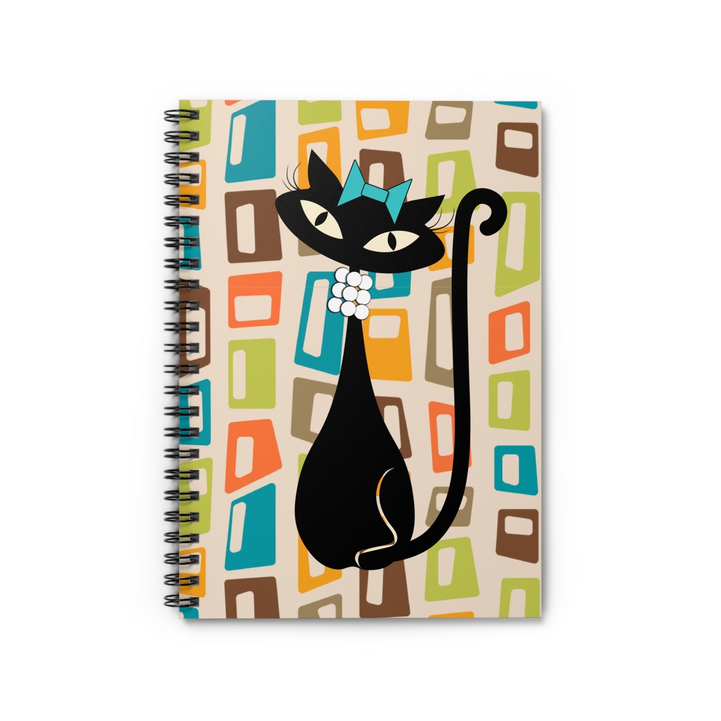 MCM Atomic Cat Spiral Notebook - Ruled Line- Day Journal- Travel Journal- Day Planner