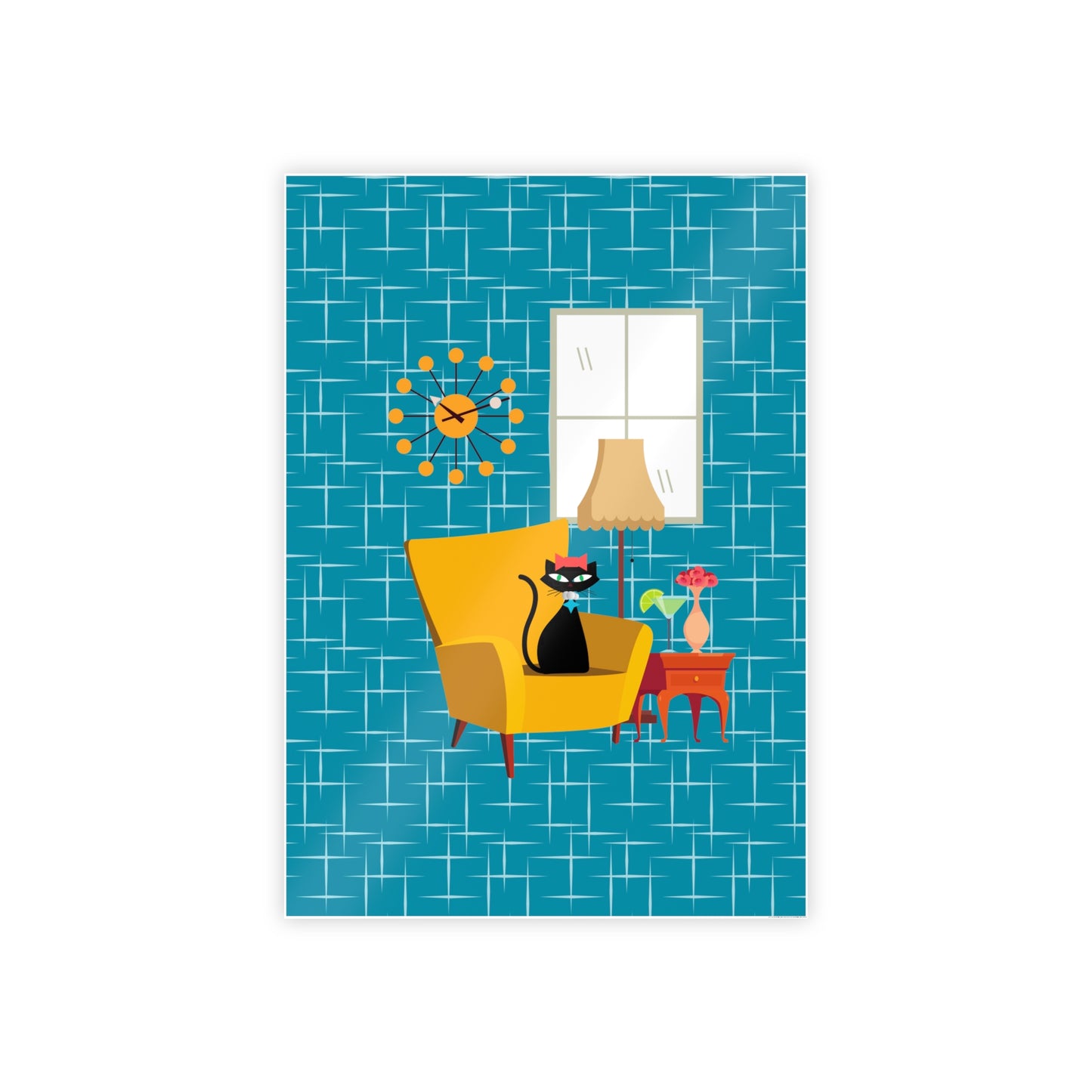 Atomic Cat in Pearls Poster