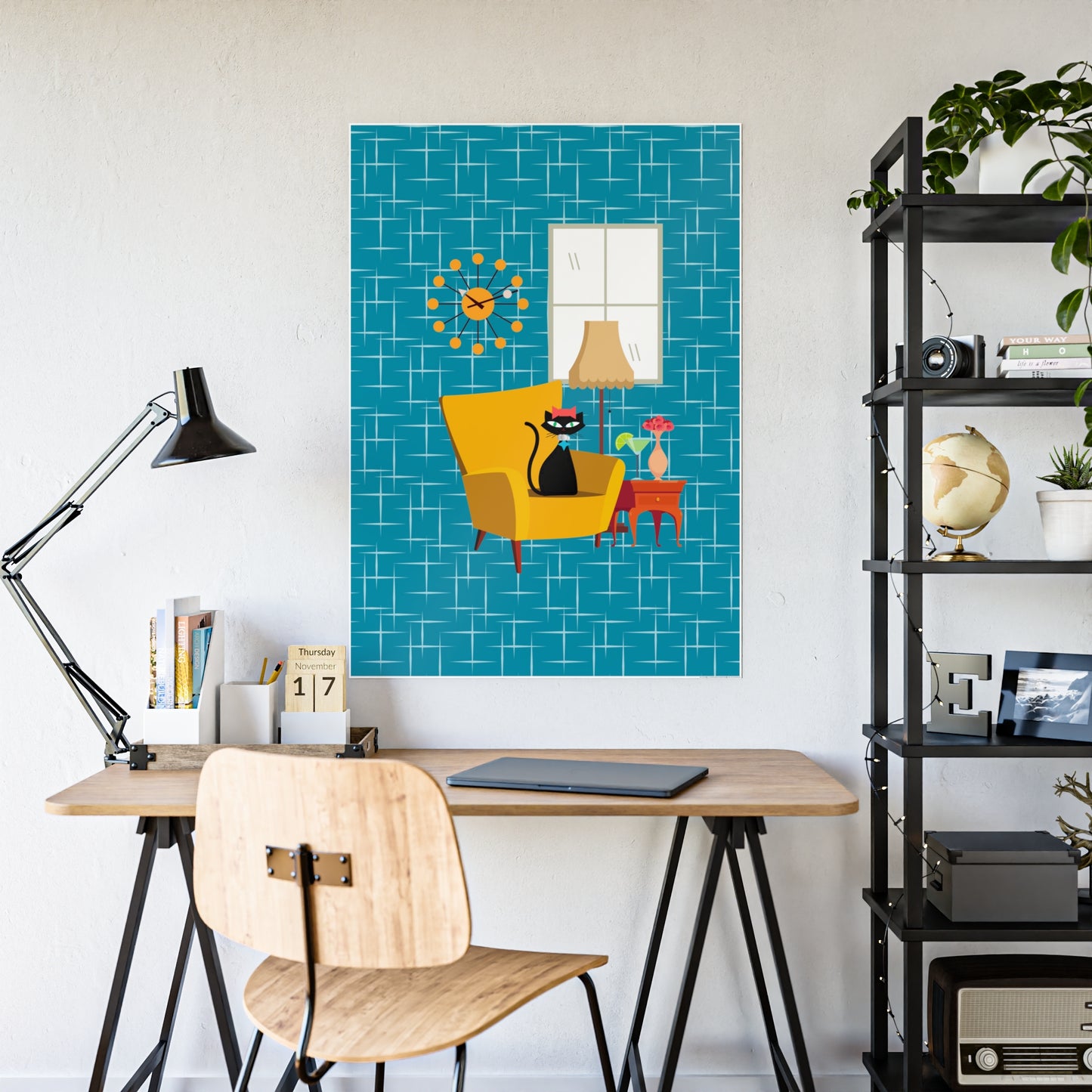 Atomic Cat in Pearls Poster