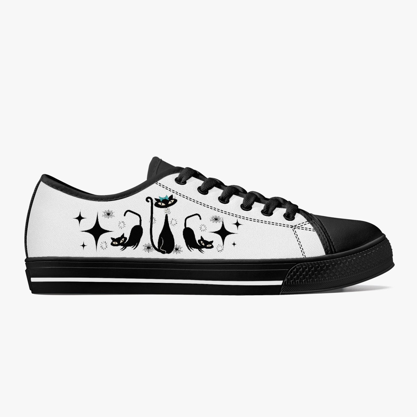 MCM Atomic Cat Classic Low-Top Canvas Shoes - Unisex White/Black