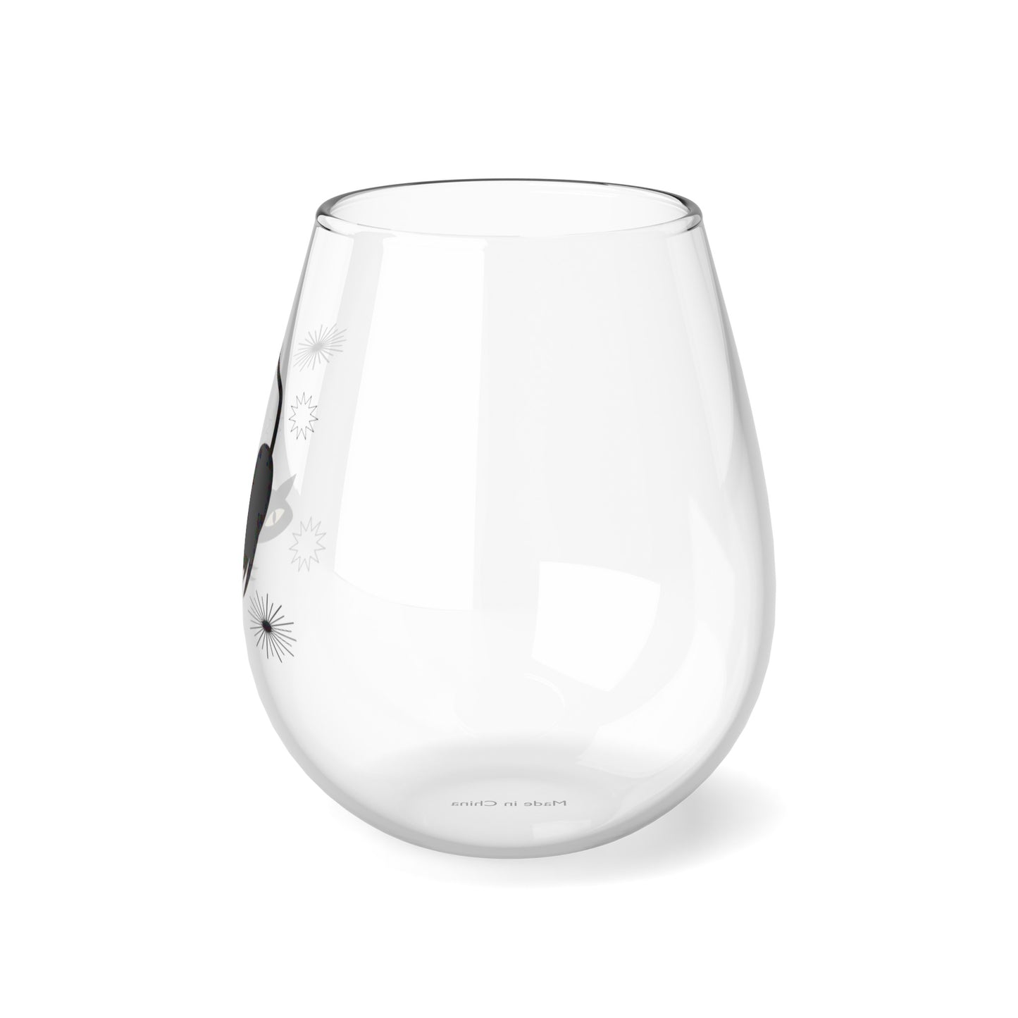 Atomic Cat Wine Glass- Set of 1/2/4 pcs. Stemless Wine Glass, Cocktail Glass
