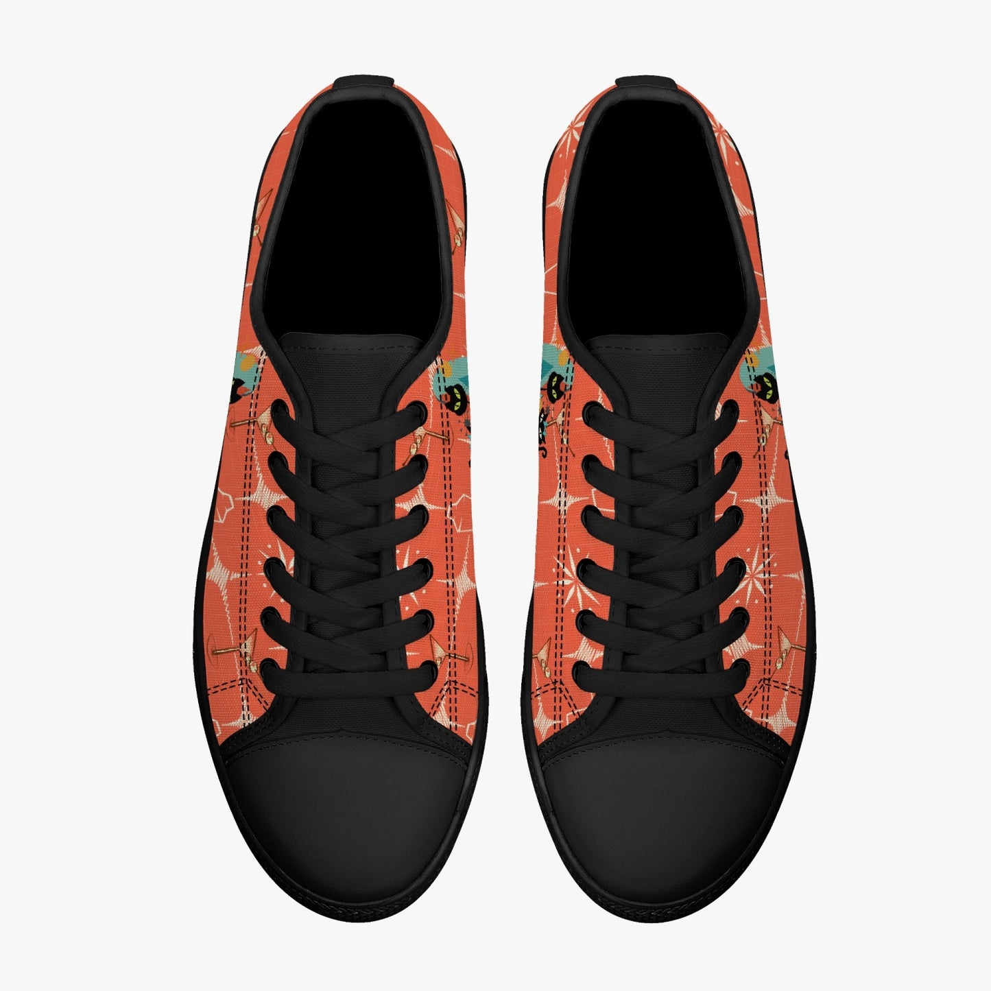 Atomic Cat Low-Top Canvas Shoes - Unisex Black