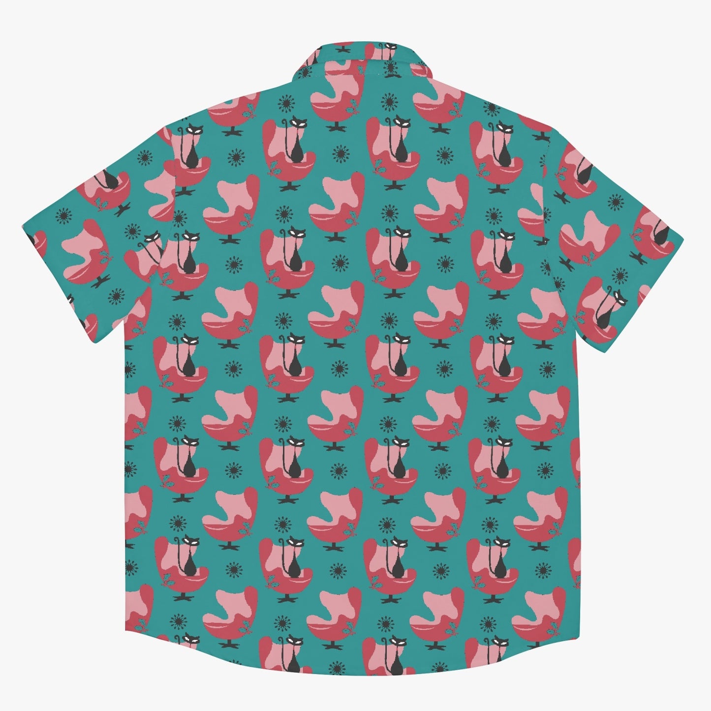 MCM Atomic Cat Men's Casual Button Down Short Sleeve Shirt