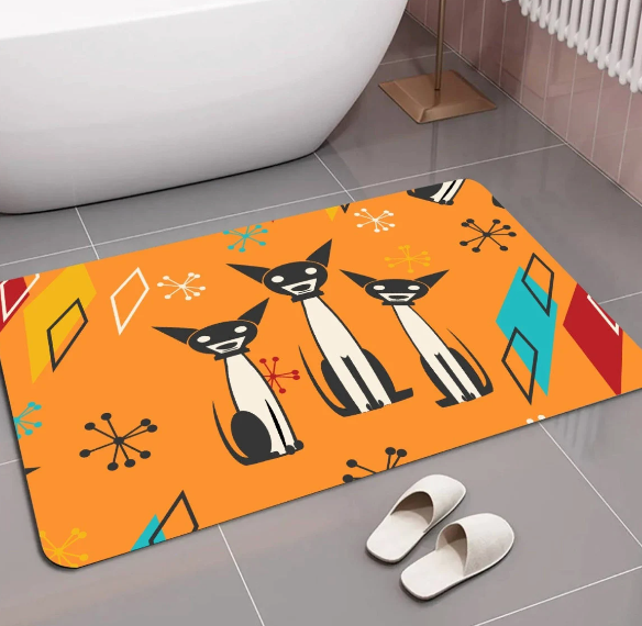 MCM Atomic Dog Bathroom Door Mat, Shower Mat, Pet Mat, Door Mat