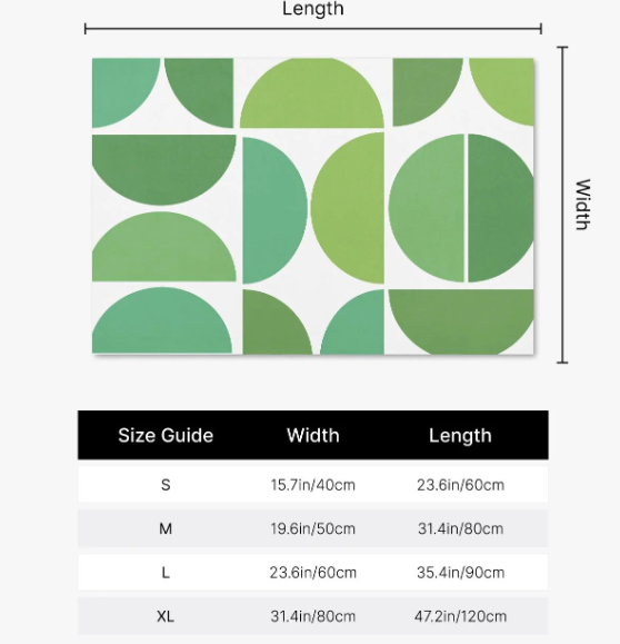 MCM Retro Bauhaus Bathroom Door Mat, Green Semi Circle Shower Mat, Pet Mat, Door Mat
