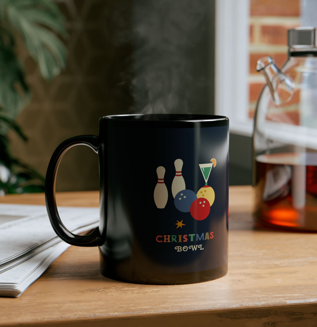 MCM Christmas Bowlers Mug, Bowling League Coffee Mugs- 11 oz Bowlers Coffee Cup