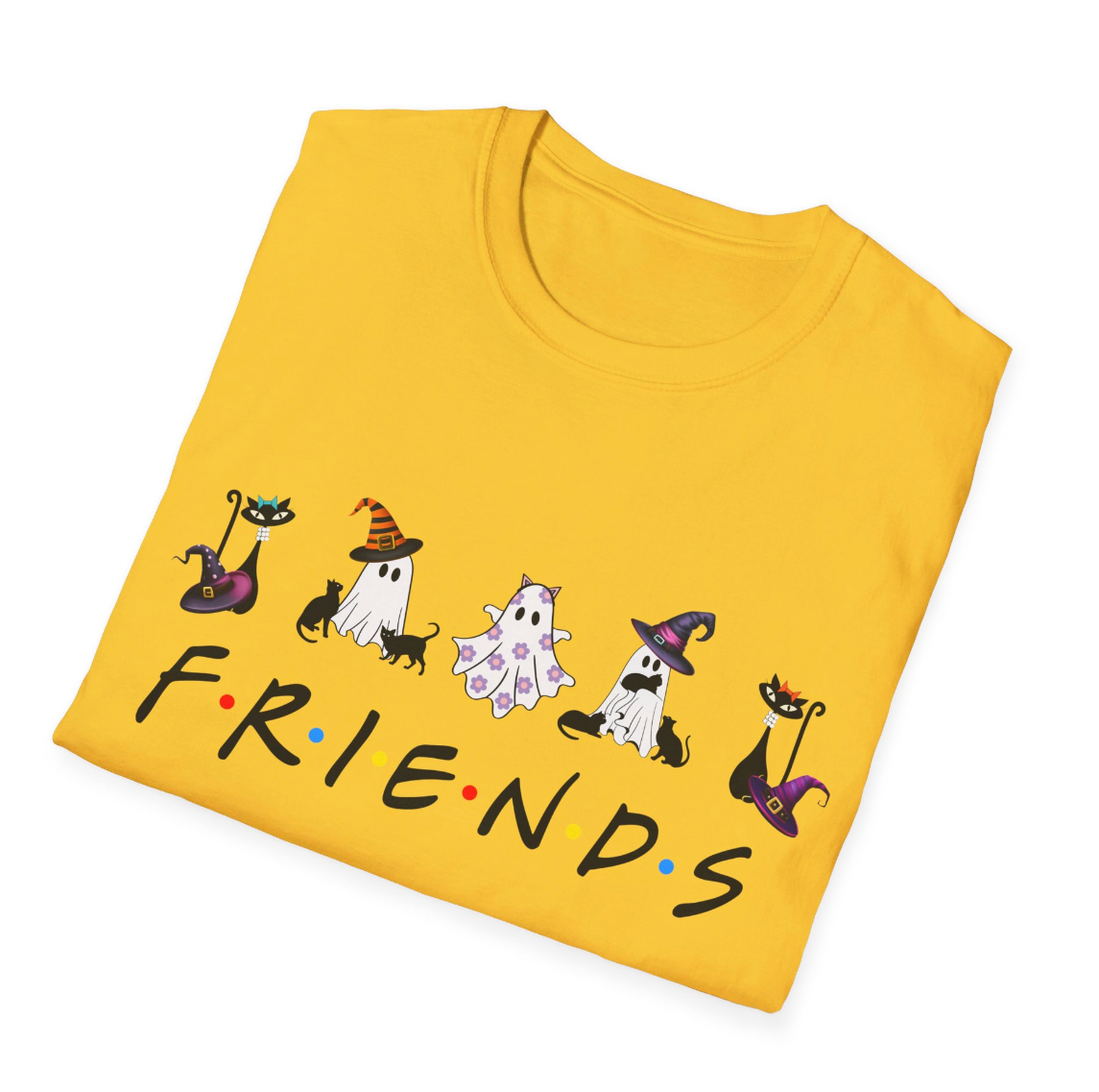 Halloween T-Shirt, Cat Ghost Friends Tshirt, Unisex Softstyle Tee Shirt