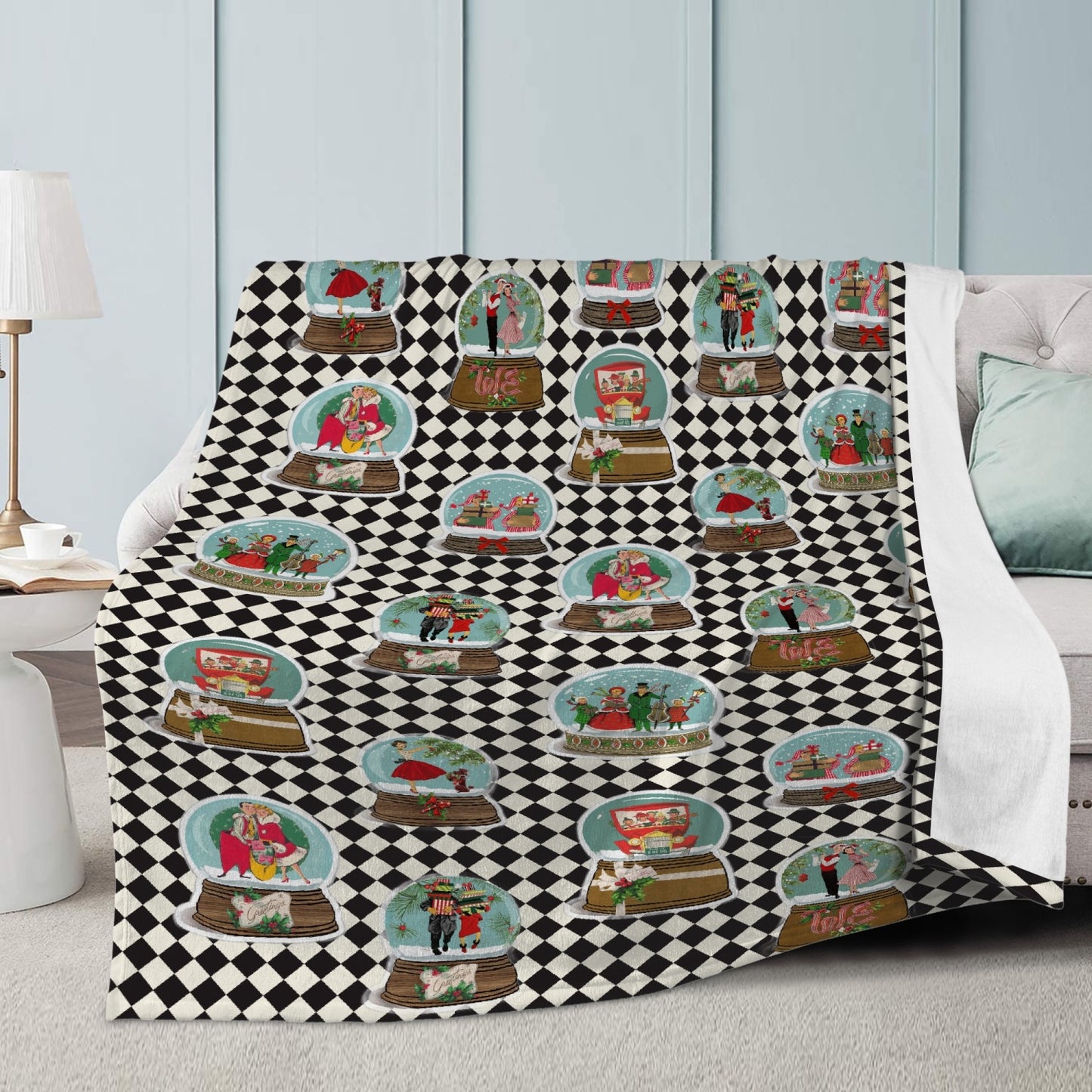 MCM Snow Globe Holiday Dual-sided Stitched Blanket