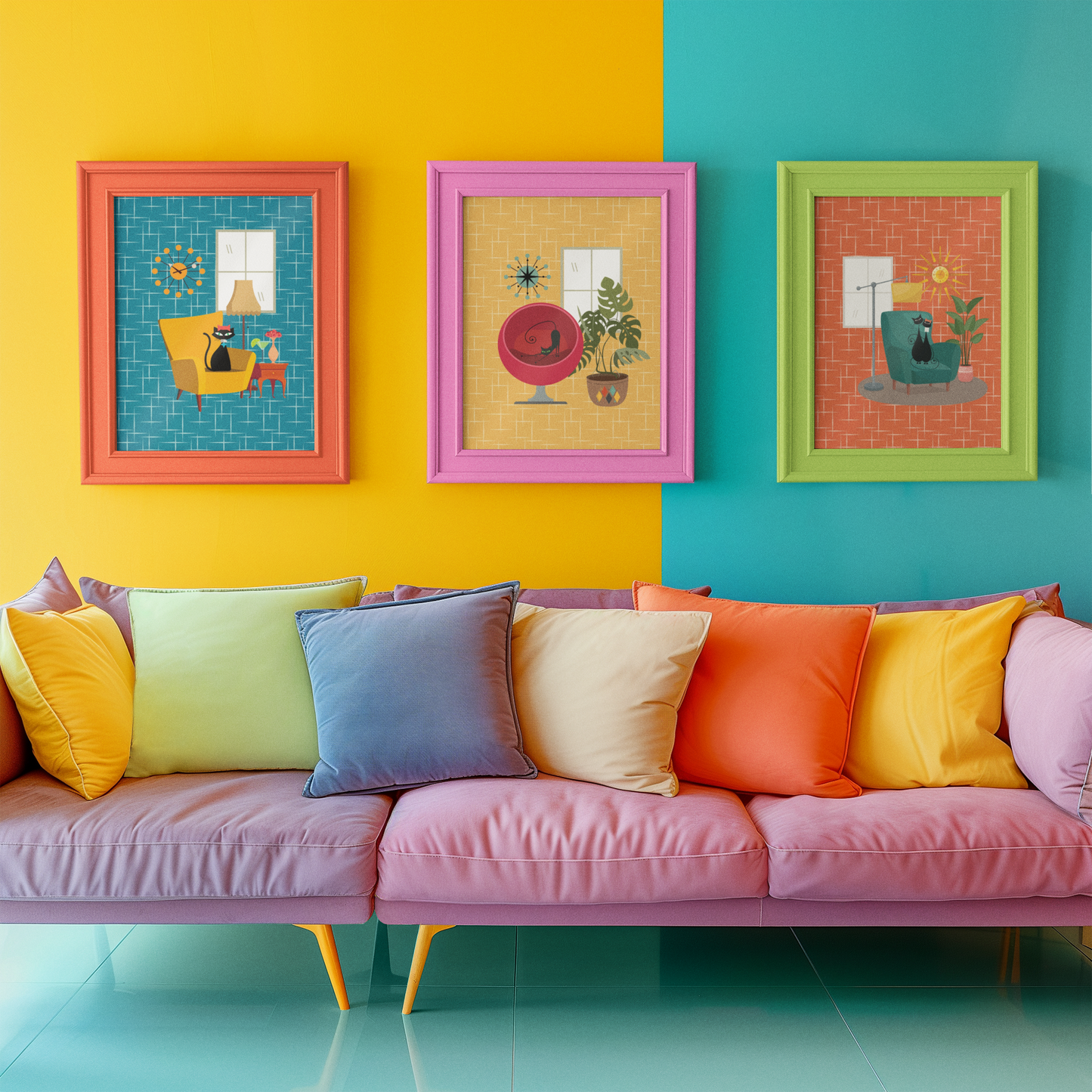 Atomic Cat in Pearls Poster