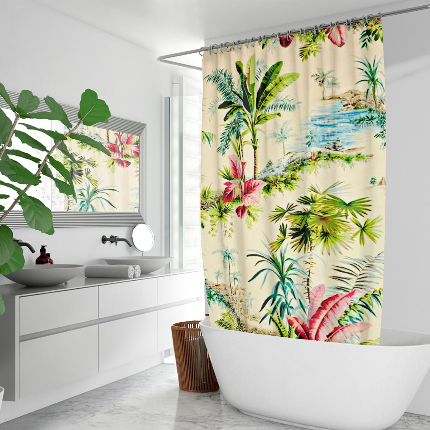 Mid Century Modern Pattern Quick-drying Shower Curtain