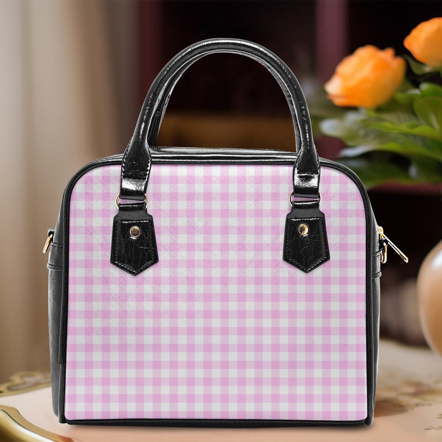 MCM Gingham Vegan Leather HandBag- 1950s style purse