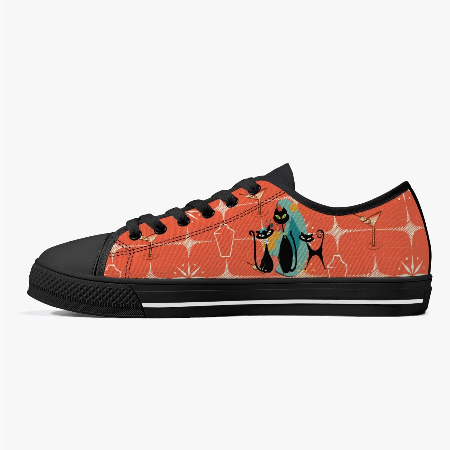Atomic Cat Low-Top Canvas Shoes - Unisex Black