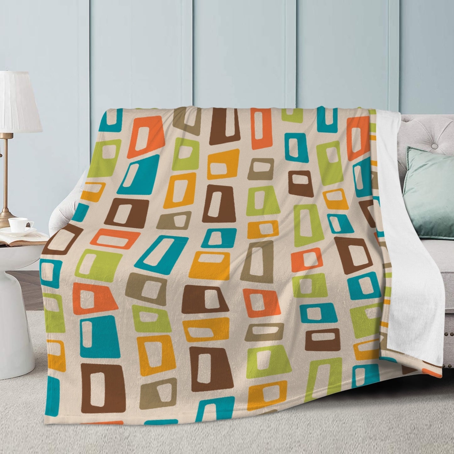 Mid Century Modern Dual-sided Stitched Blanket