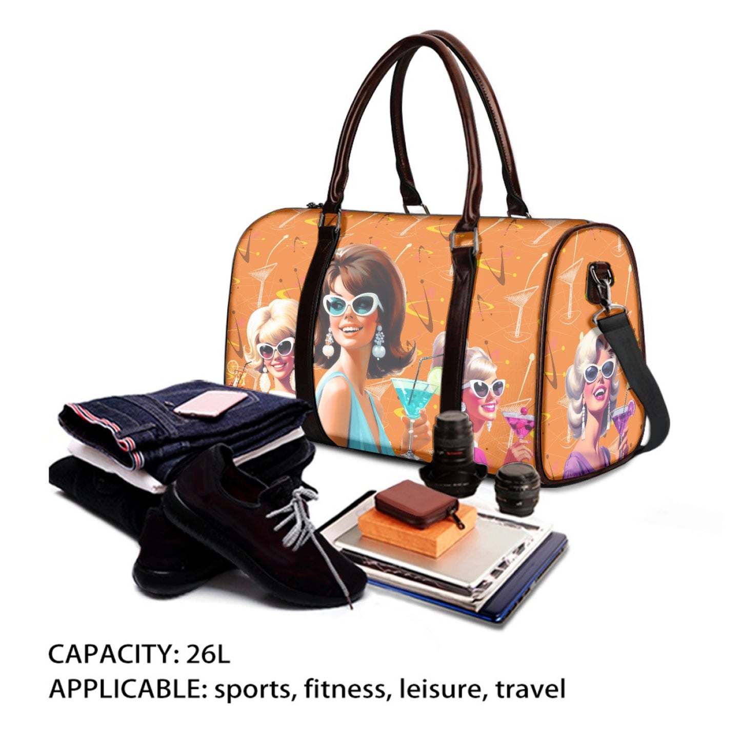 Retro Cocktail Bitches Weekender Duffle Travel Bag