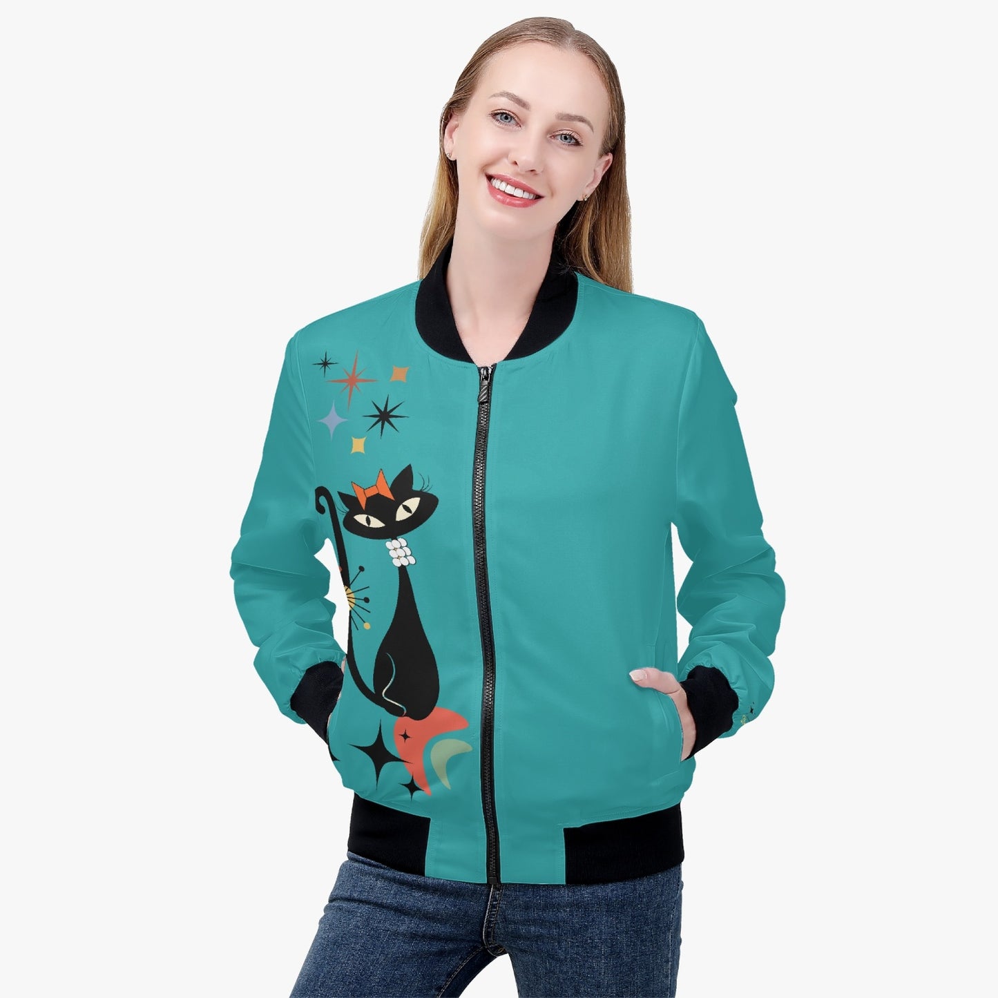 Atomic Cat in Pearls Women’s Jacket