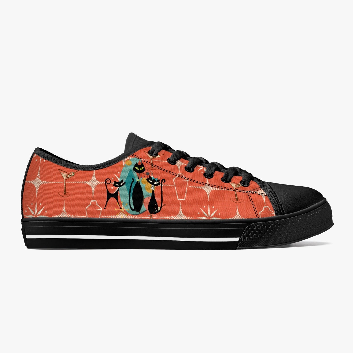 Atomic Cat Low-Top Canvas Shoes - Unisex Black