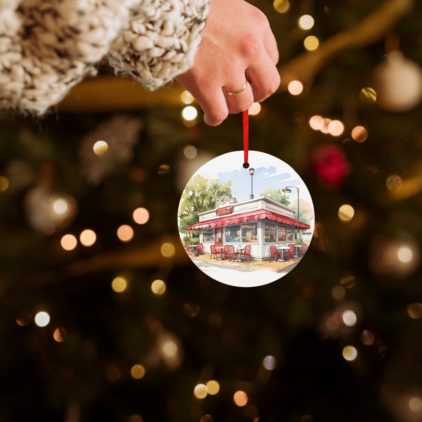 MCM Vintage Holiday Aluminum Round Hanging Ornament