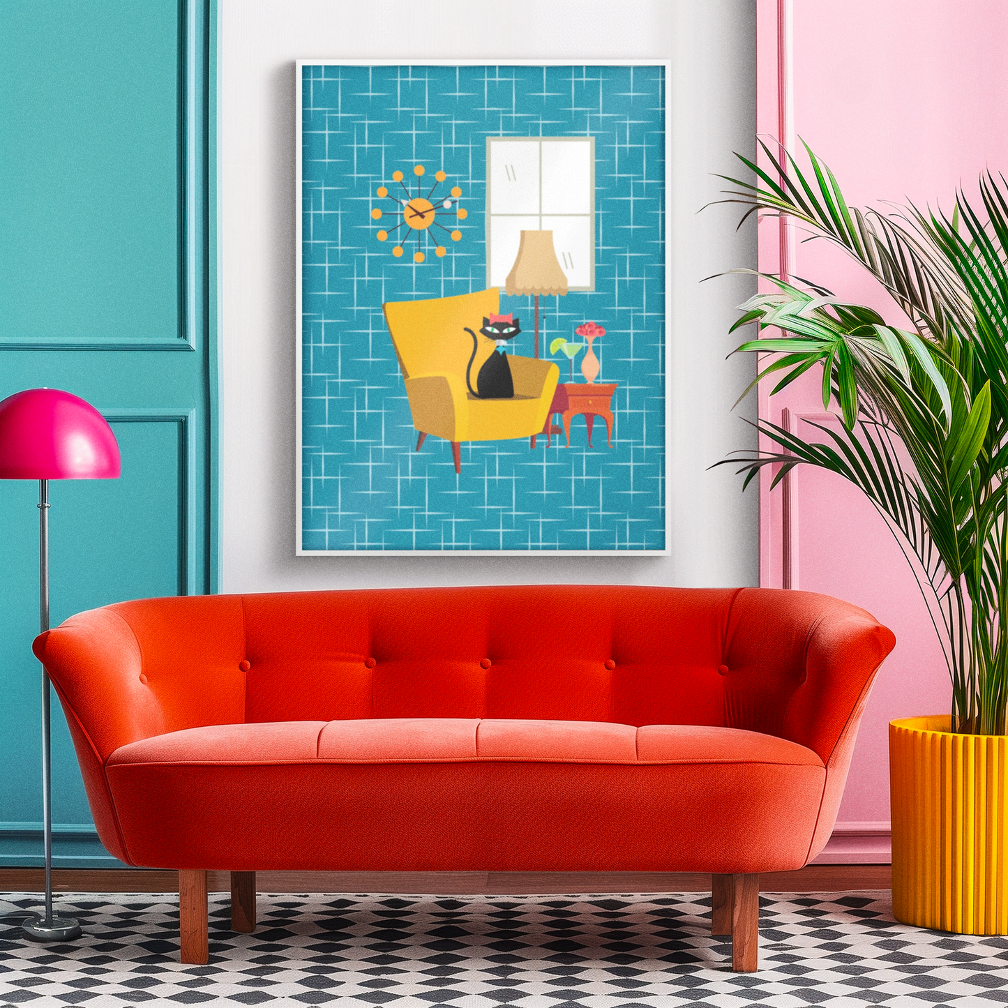 Atomic Cat in Pearls Poster