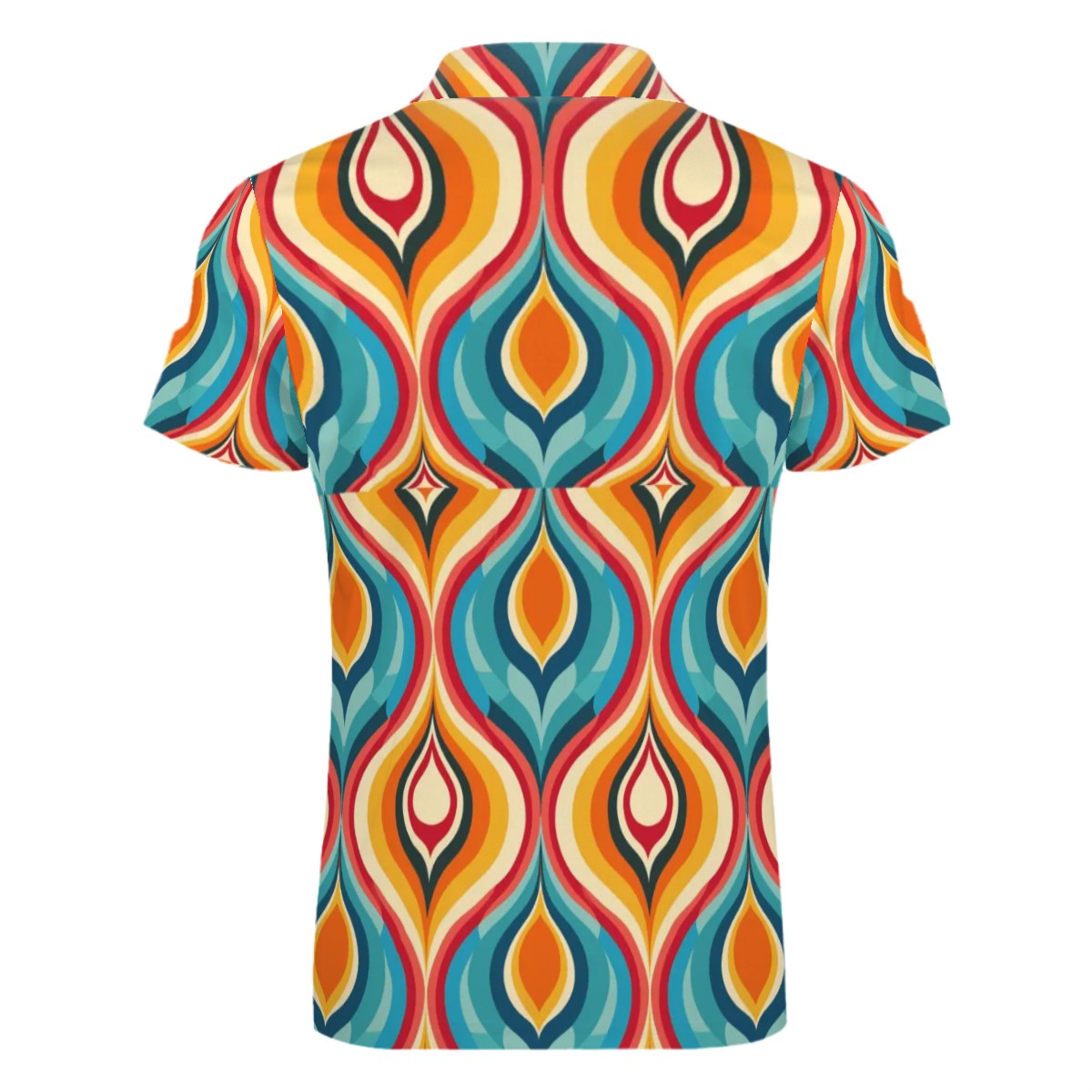 MCM Retro Polo Shirt- Mid Century Geo Design Slim Fit Zipper Polo for men