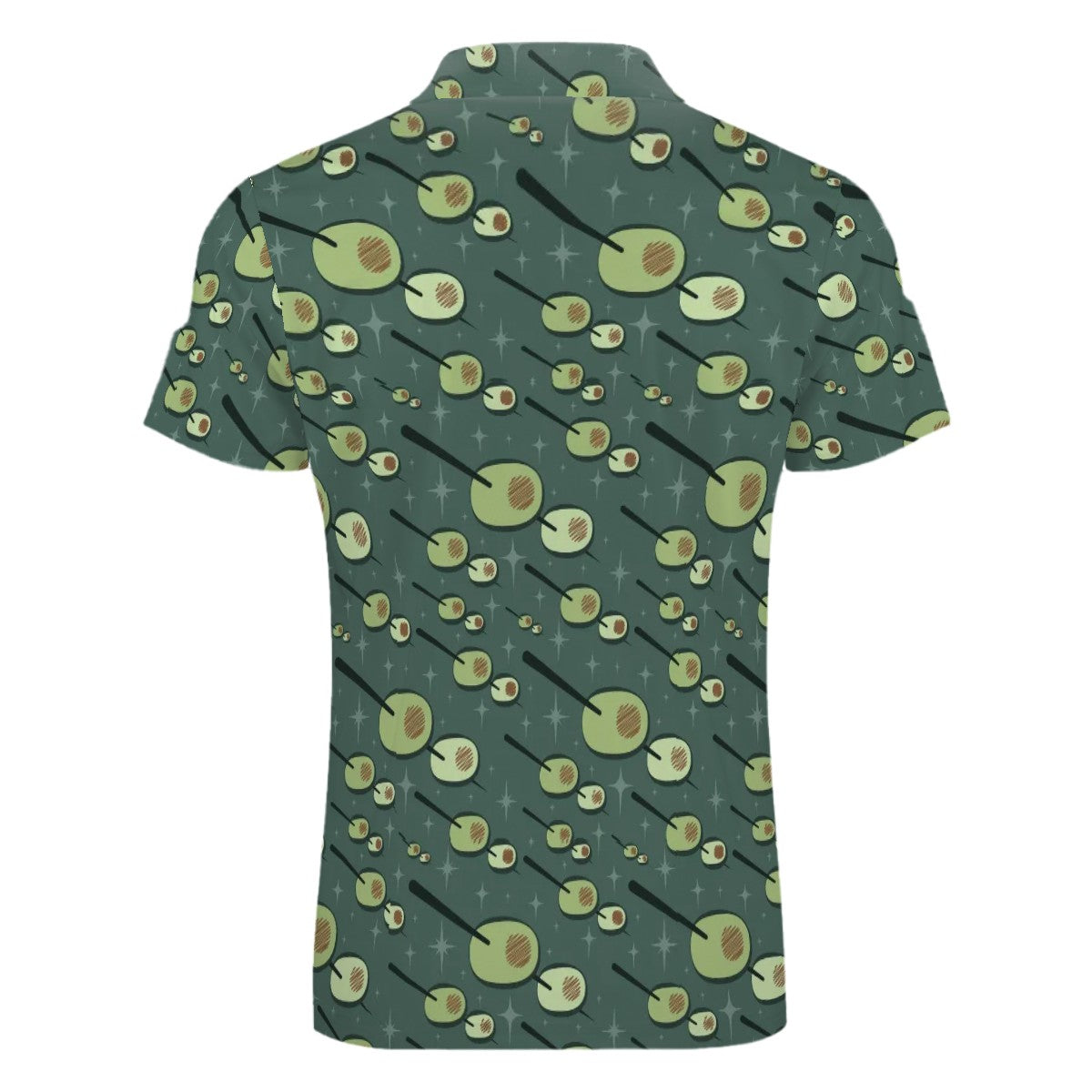 MCM Retro Polo Shirt- Atomic Martini Cocktail Design Slim Fit Zipper Polo for men