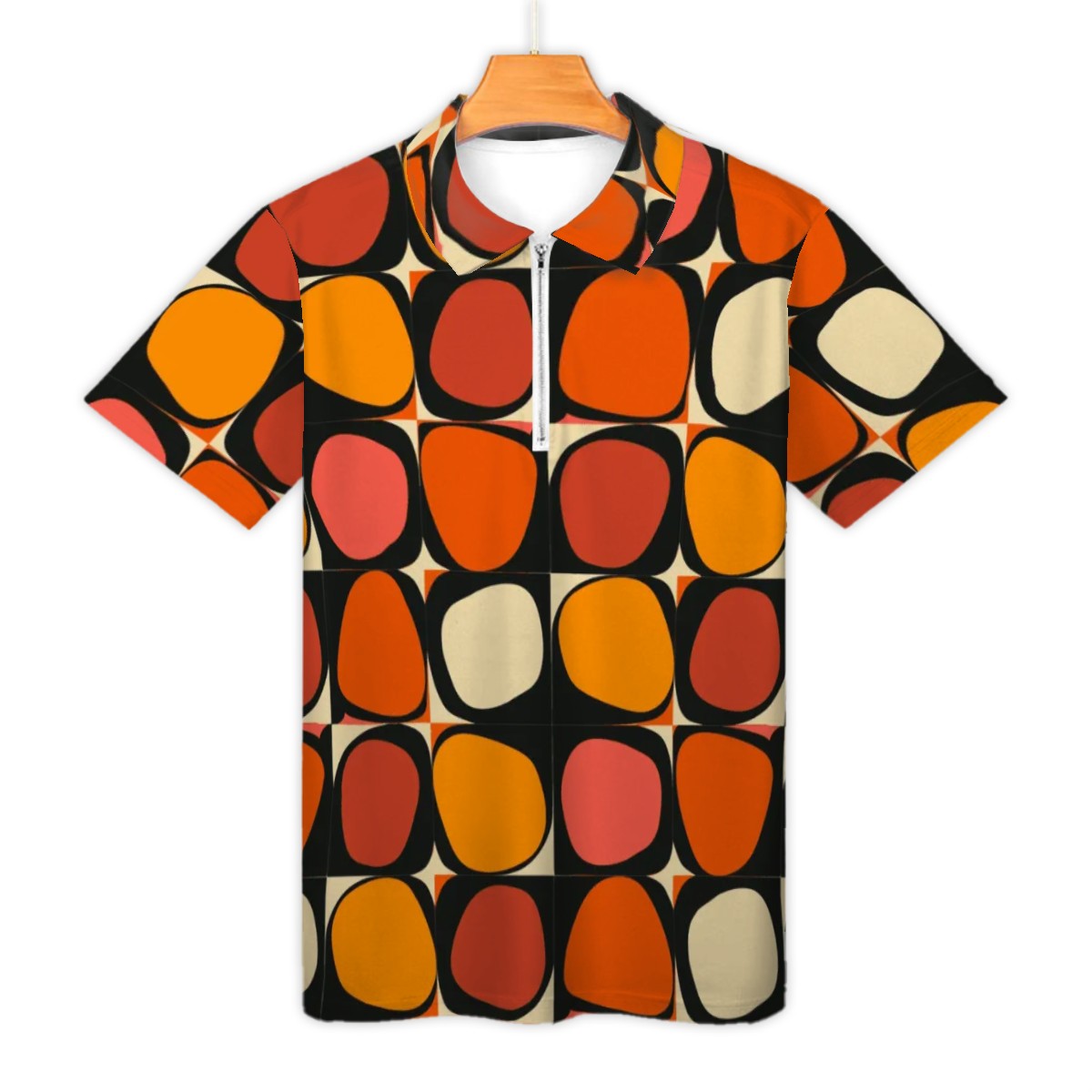 MCM Retro Polo Shirt- Atomic Design Groovy Slim Fit Zipper Polo for men