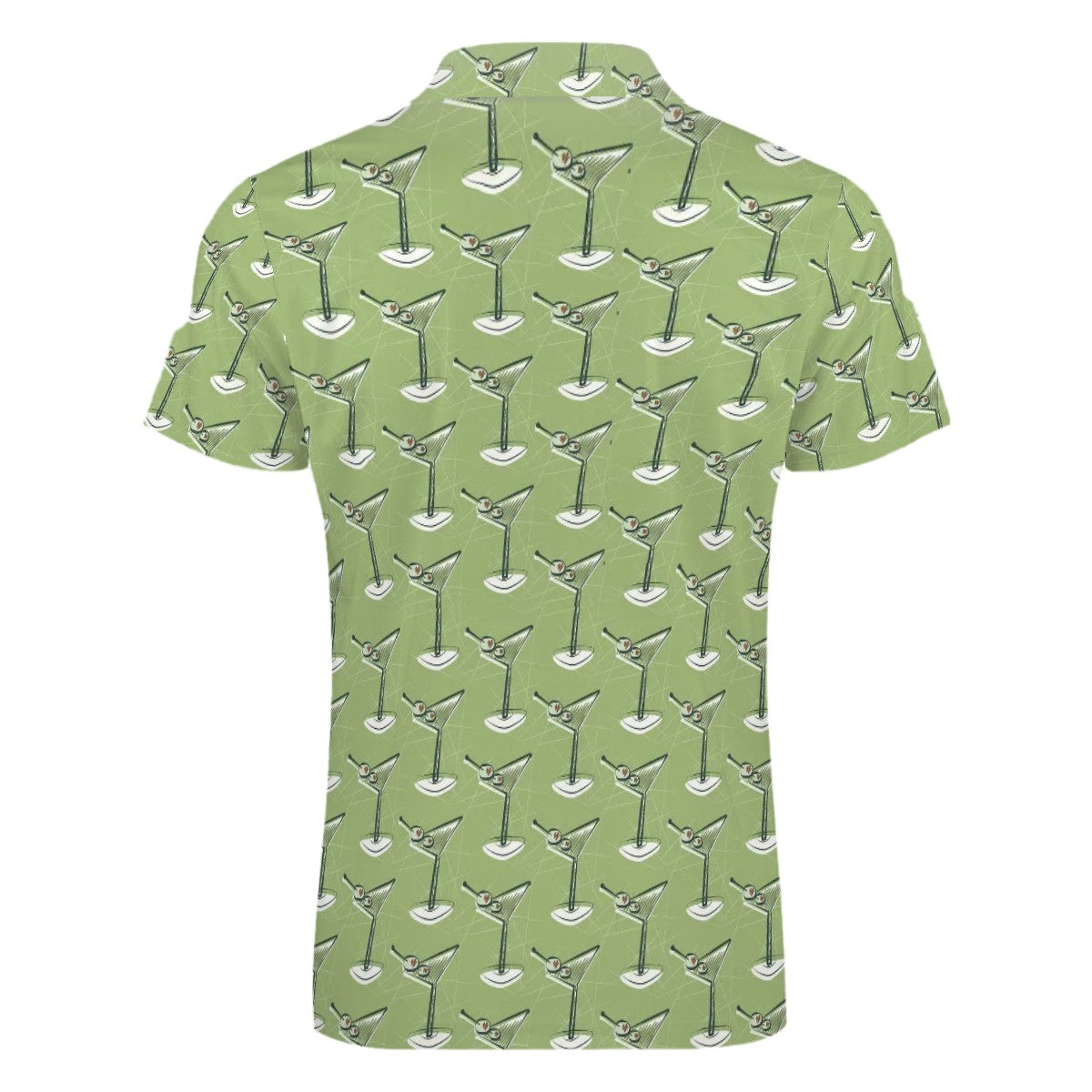 MCM Retro Polo Shirt- Atomic Martini Cocktail Design Slim Fit Zipper Polo for men